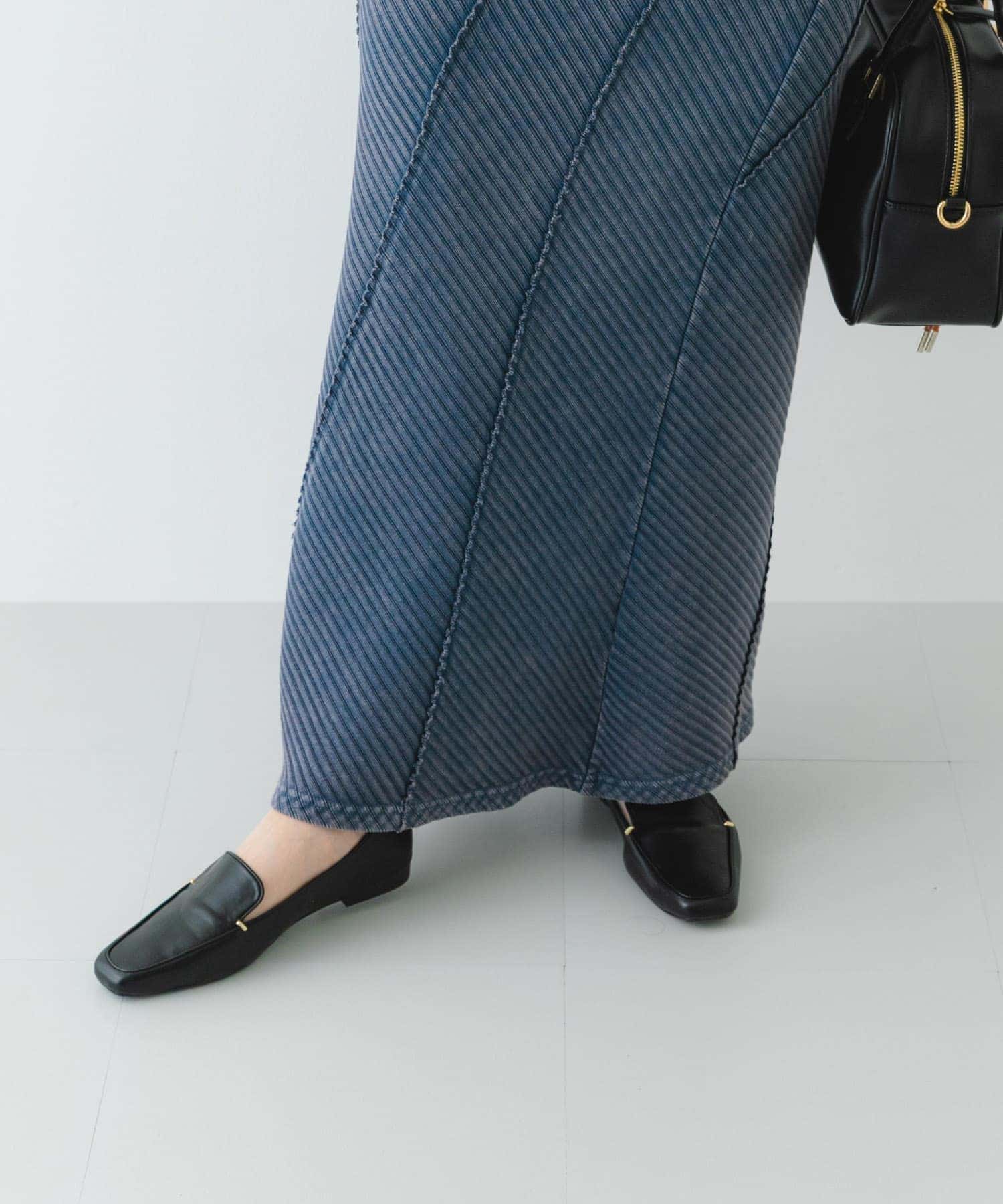 『MADE IN JAPAN』スクエアトゥプチメタルローファー BLACK 37