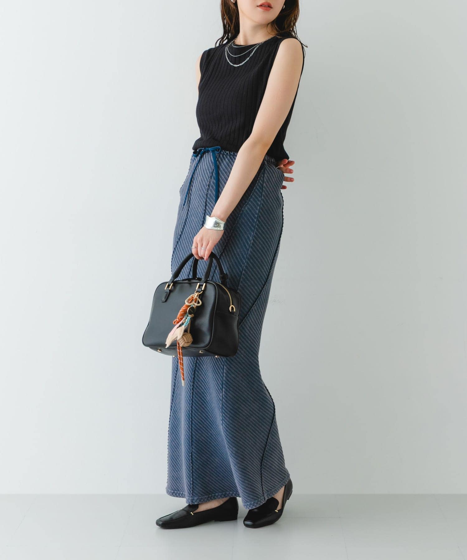 『MADE IN JAPAN』スクエアトゥプチメタルローファー BLACK 37