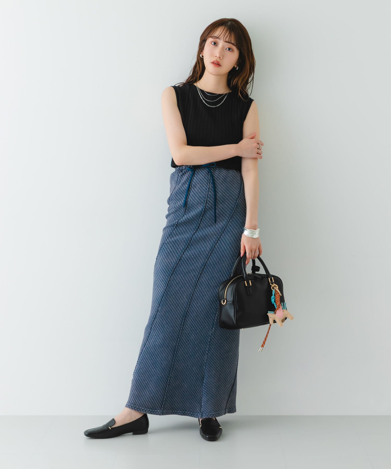 『MADE IN JAPAN』スクエアトゥプチメタルローファー BLACK 37