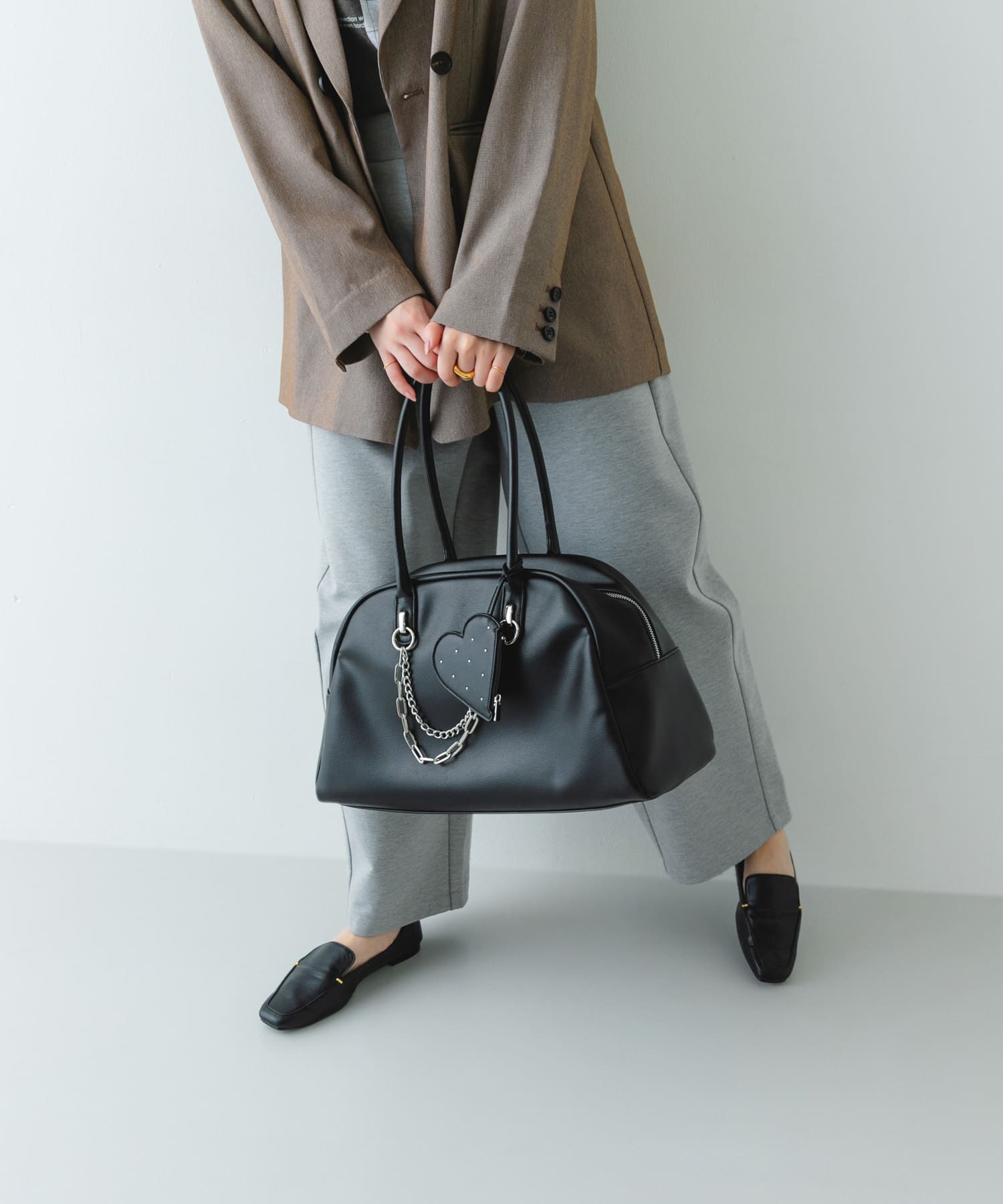 『MADE IN JAPAN』スクエアトゥプチメタルローファー BLACK 36