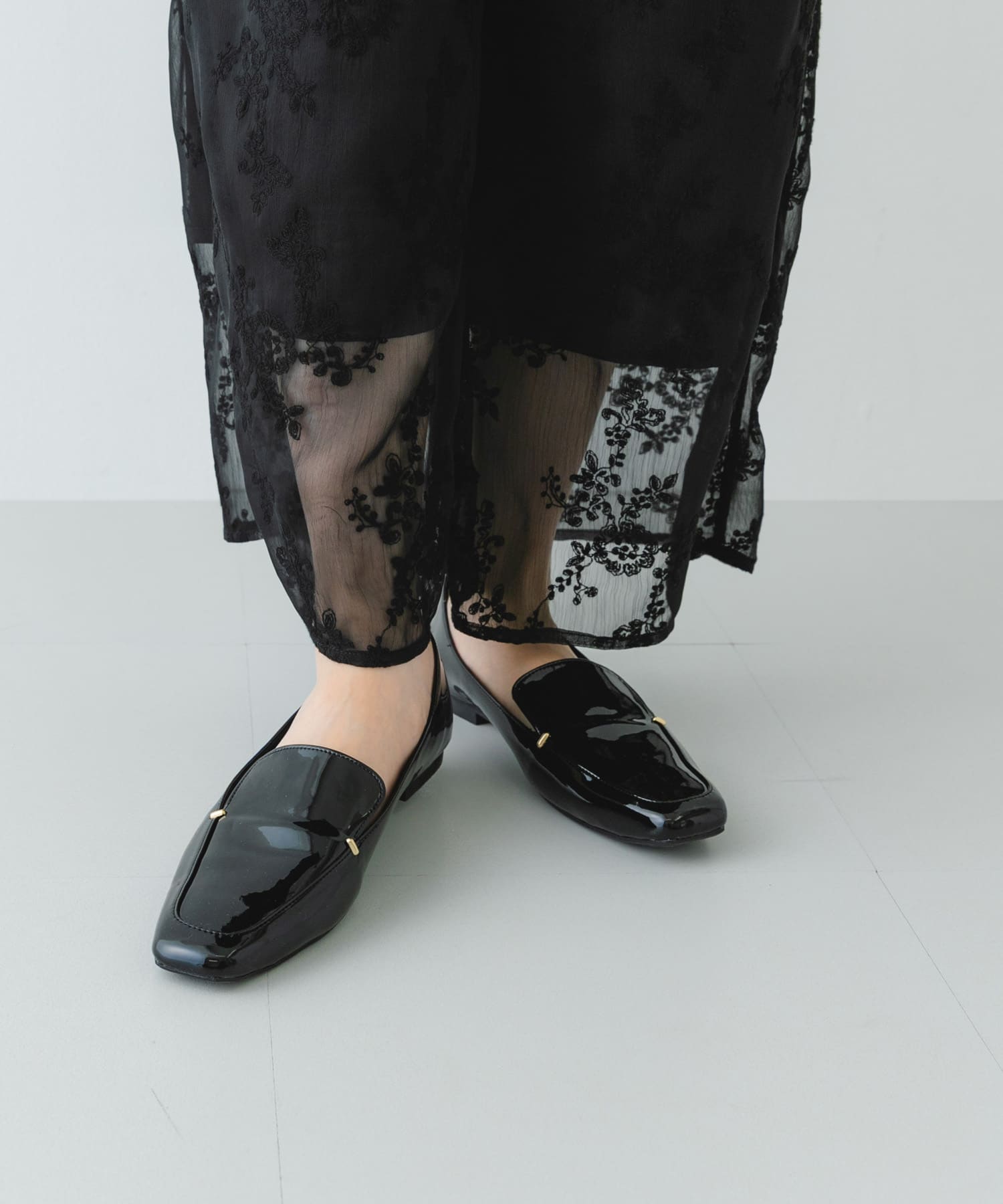 『MADE IN JAPAN』スクエアトゥプチメタルローファー BLACK/E 36