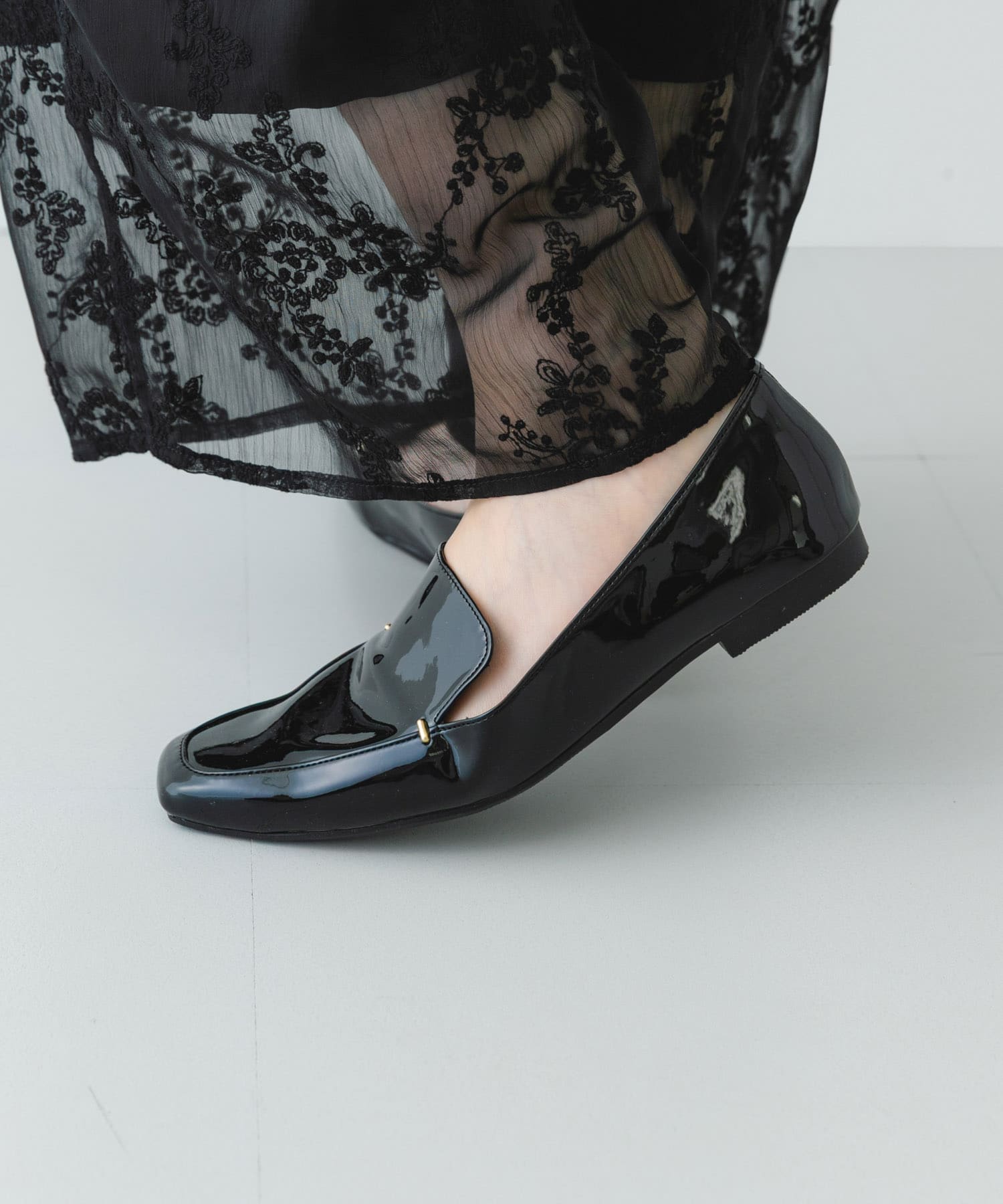 『MADE IN JAPAN』スクエアトゥプチメタルローファー BLACK/E 36