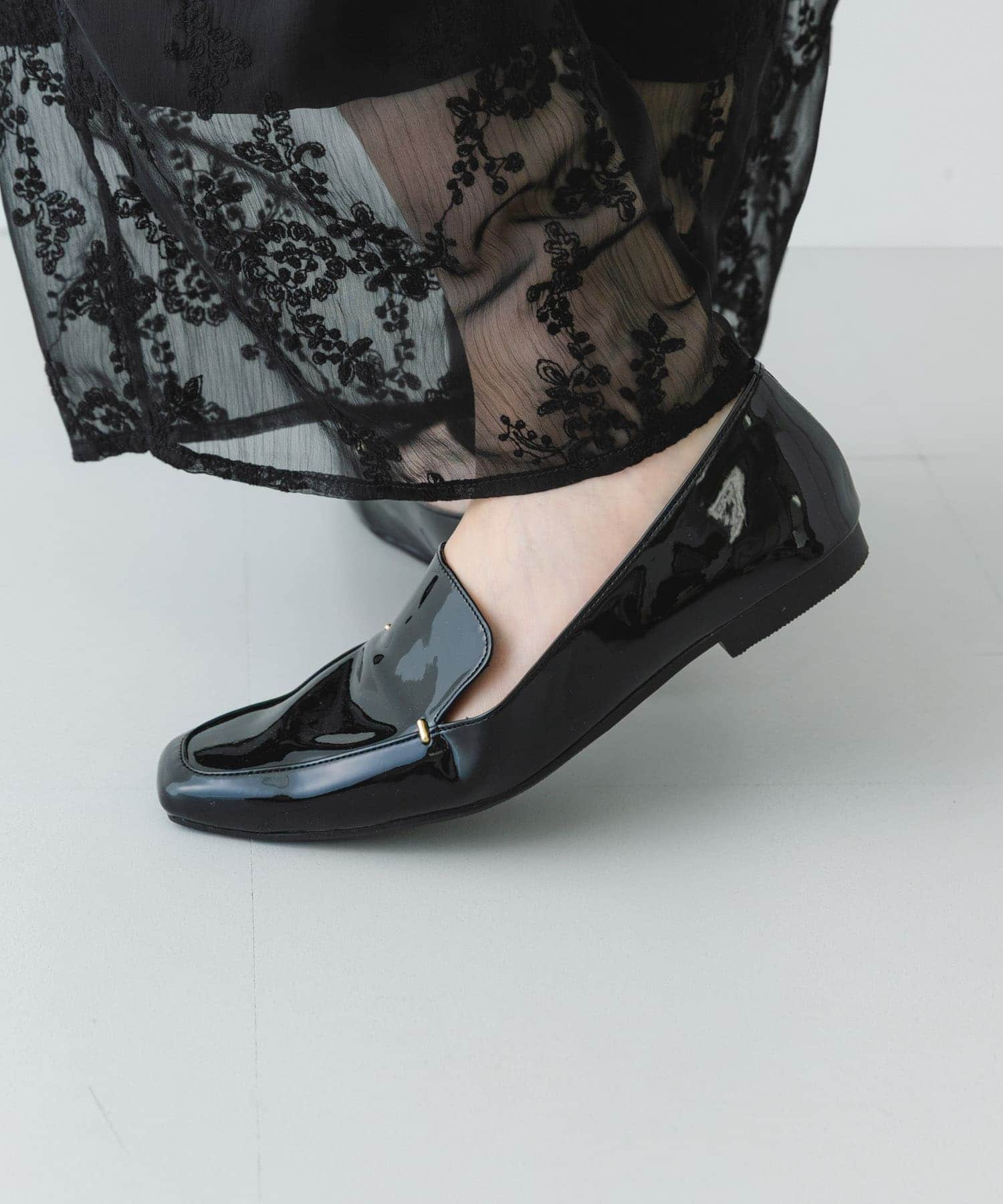 『MADE IN JAPAN』スクエアトゥプチメタルローファー BLACK/E 36