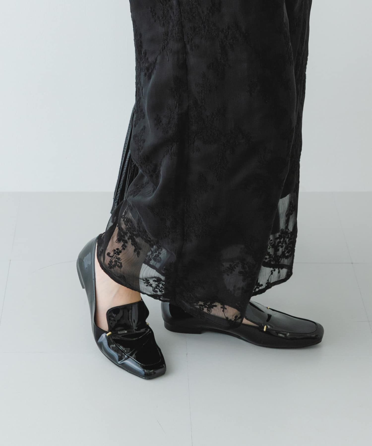 『MADE IN JAPAN』スクエアトゥプチメタルローファー BLACK/E 36