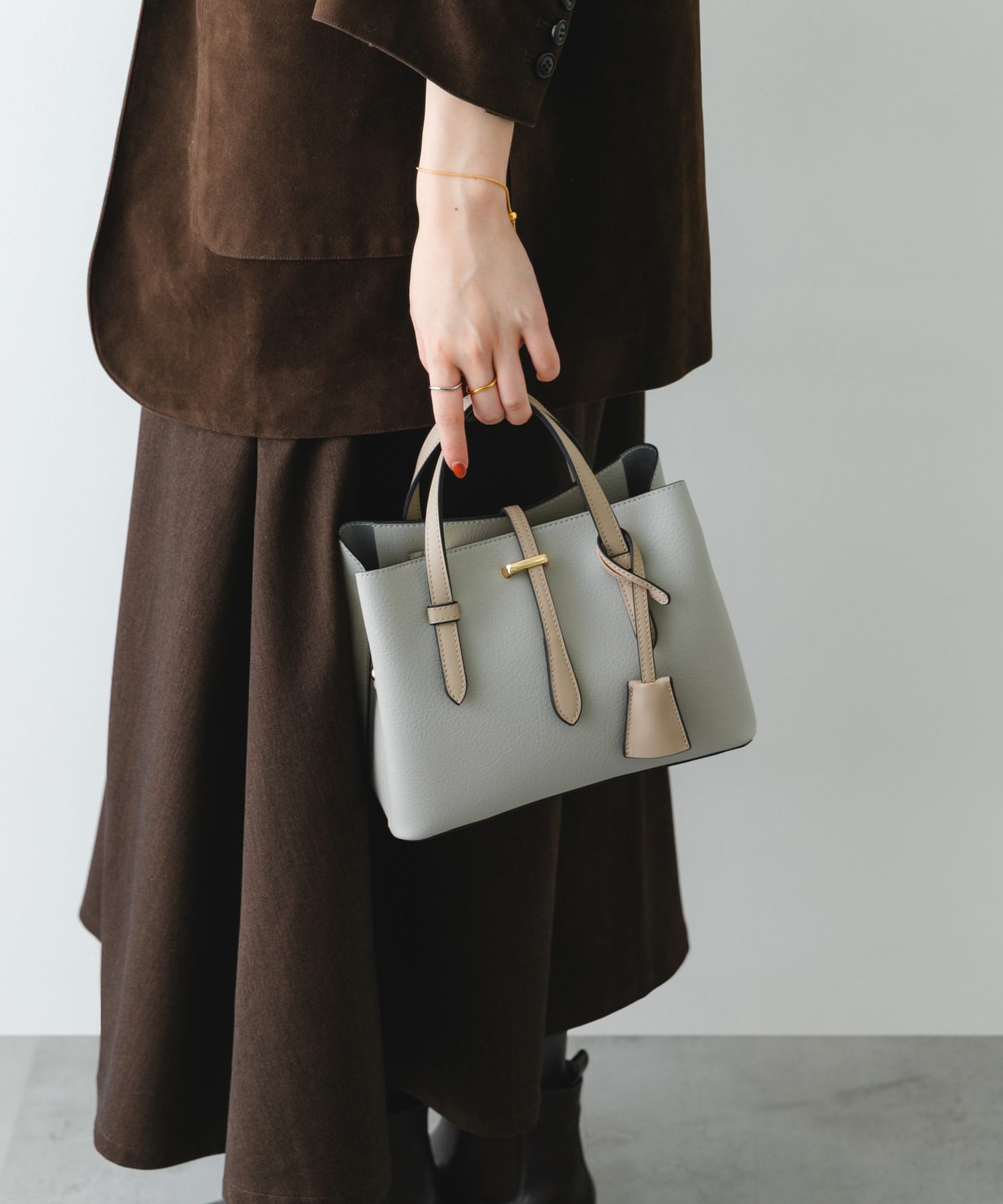 チャーム付ミニバッグ『Ssize』 LIGHT GRAY one