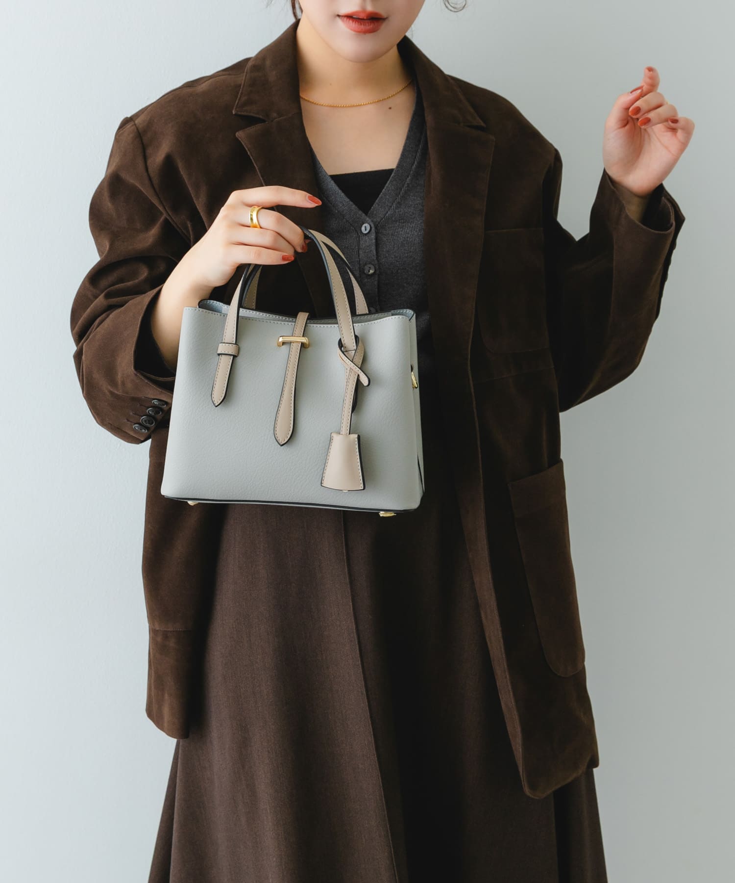 チャーム付ミニバッグ『Ssize』 LIGHT GRAY one