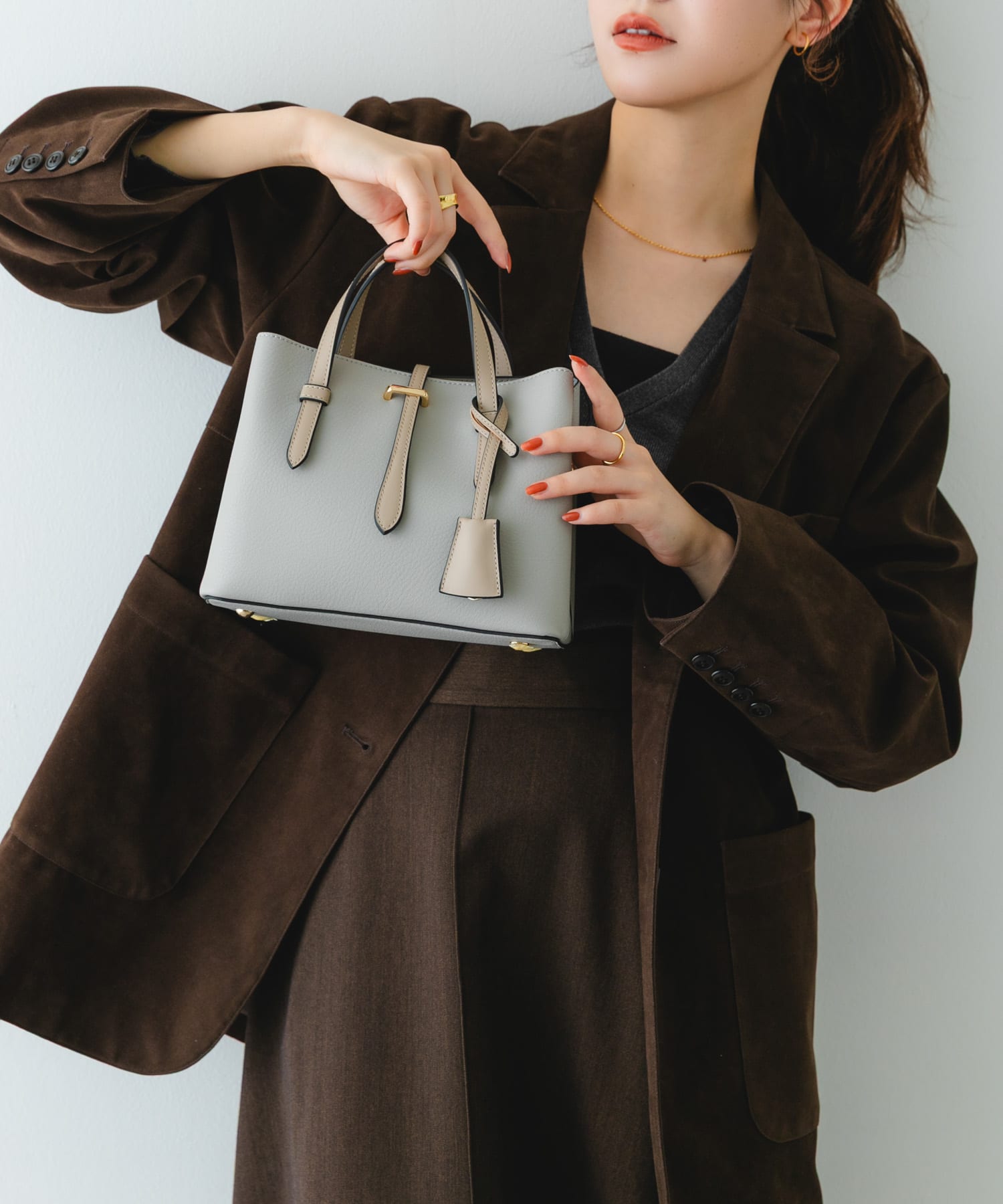 チャーム付ミニバッグ『Ssize』 LIGHT GRAY one