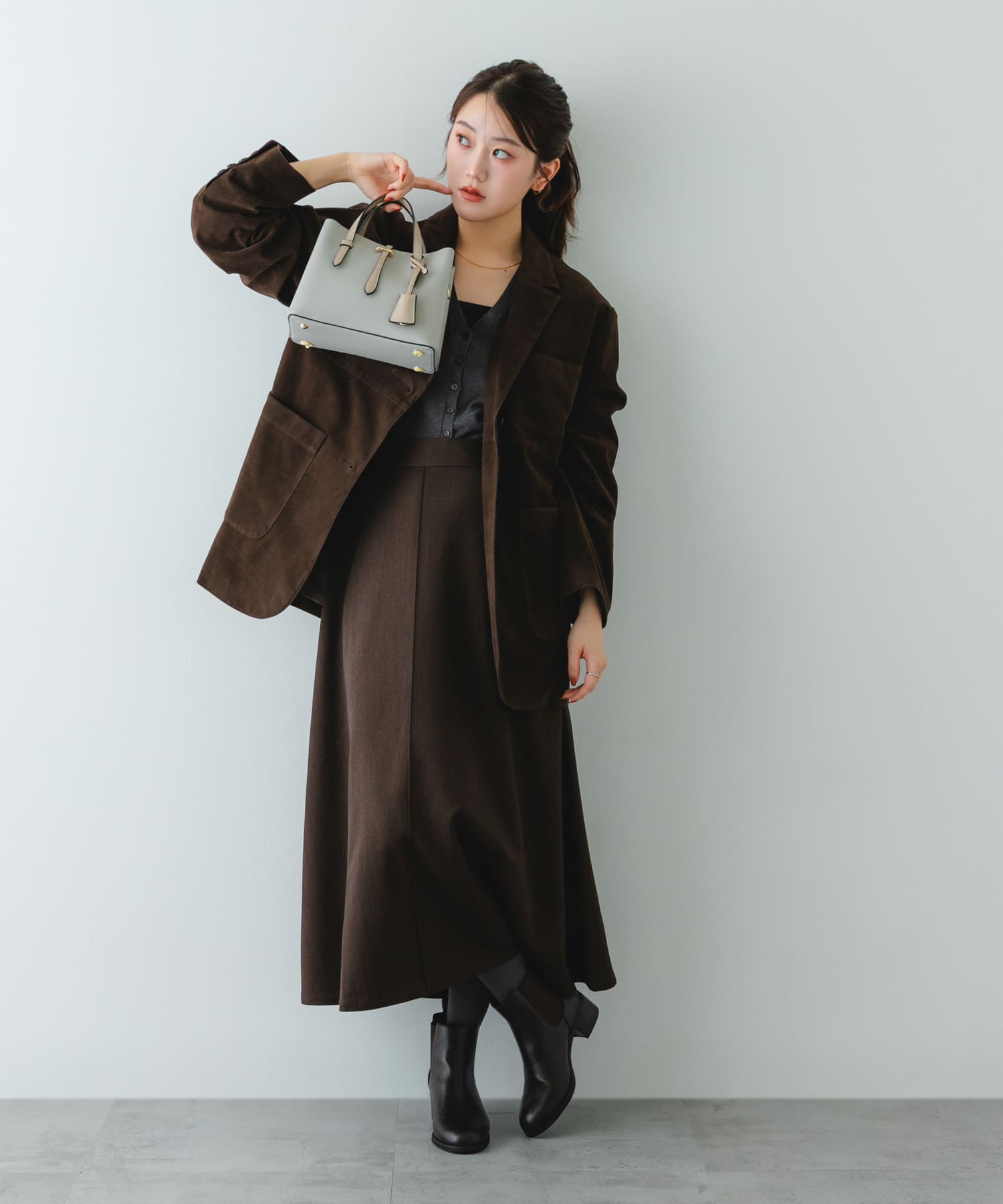 チャーム付ミニバッグ『Ssize』 LIGHT GRAY one