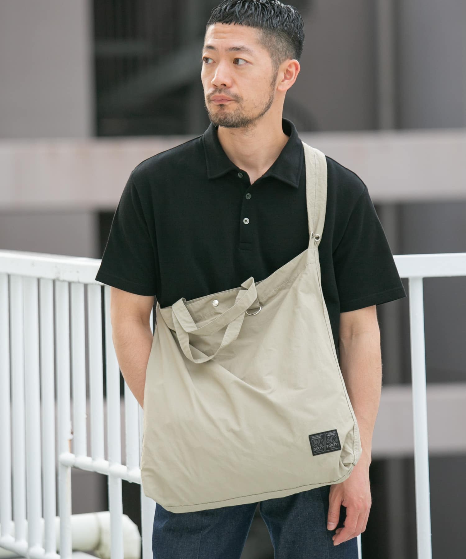 『ユニセックス』ロクヨンギャザーショルダートートバッグ GREIGE2 one