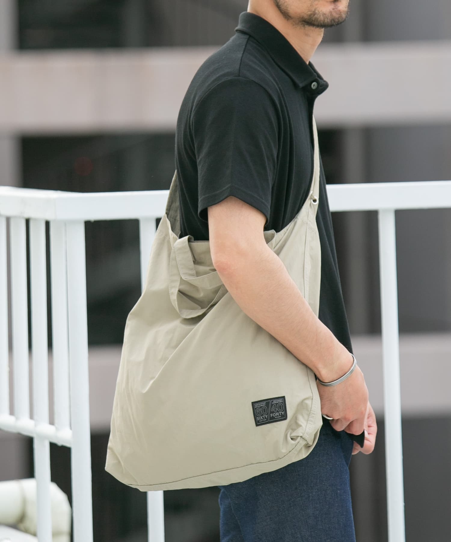 『ユニセックス』ロクヨンギャザーショルダートートバッグ GREIGE2 one