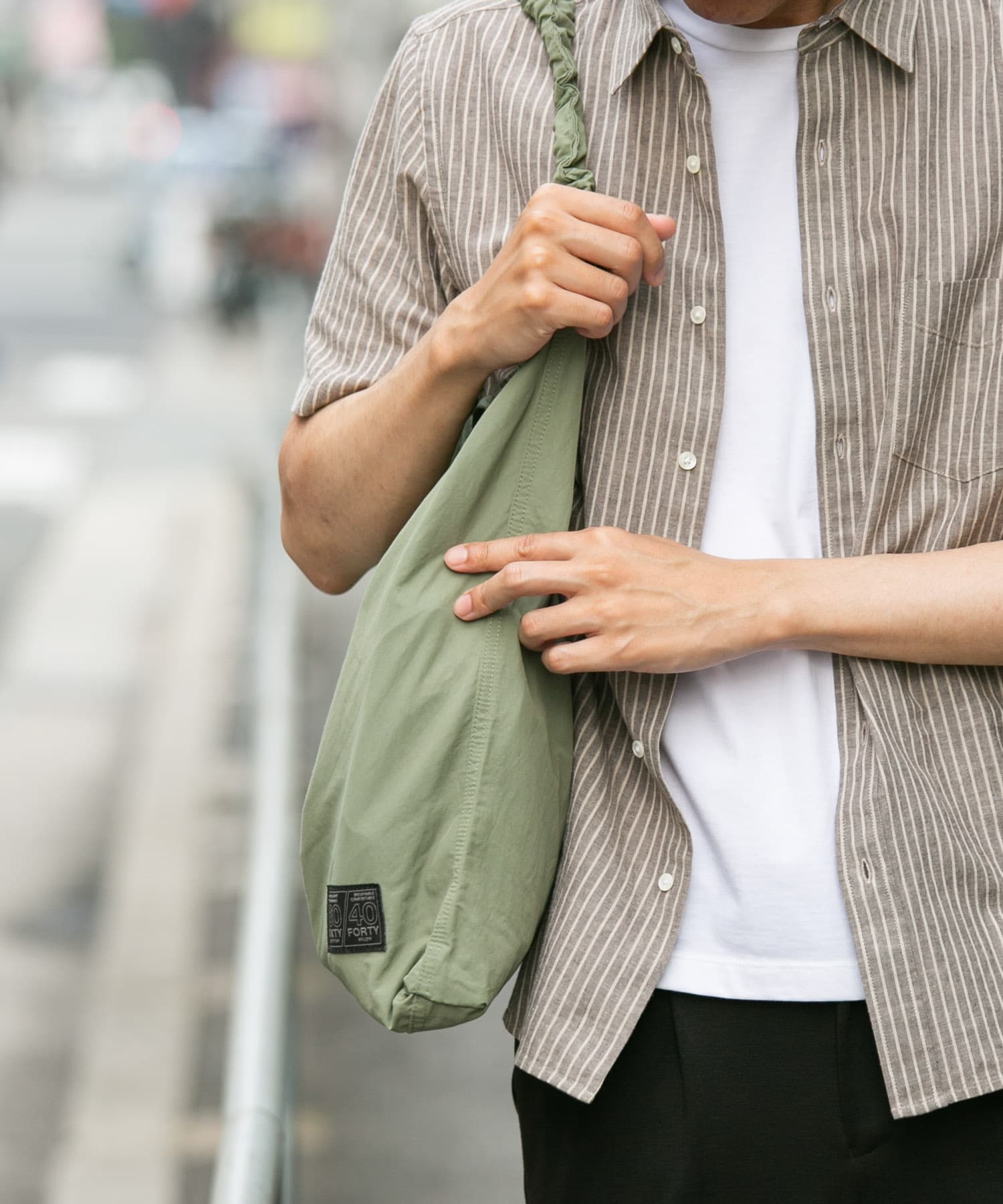 『ユニセックス』ロクヨンギャザーショルダートートバッグ KHAKI one
