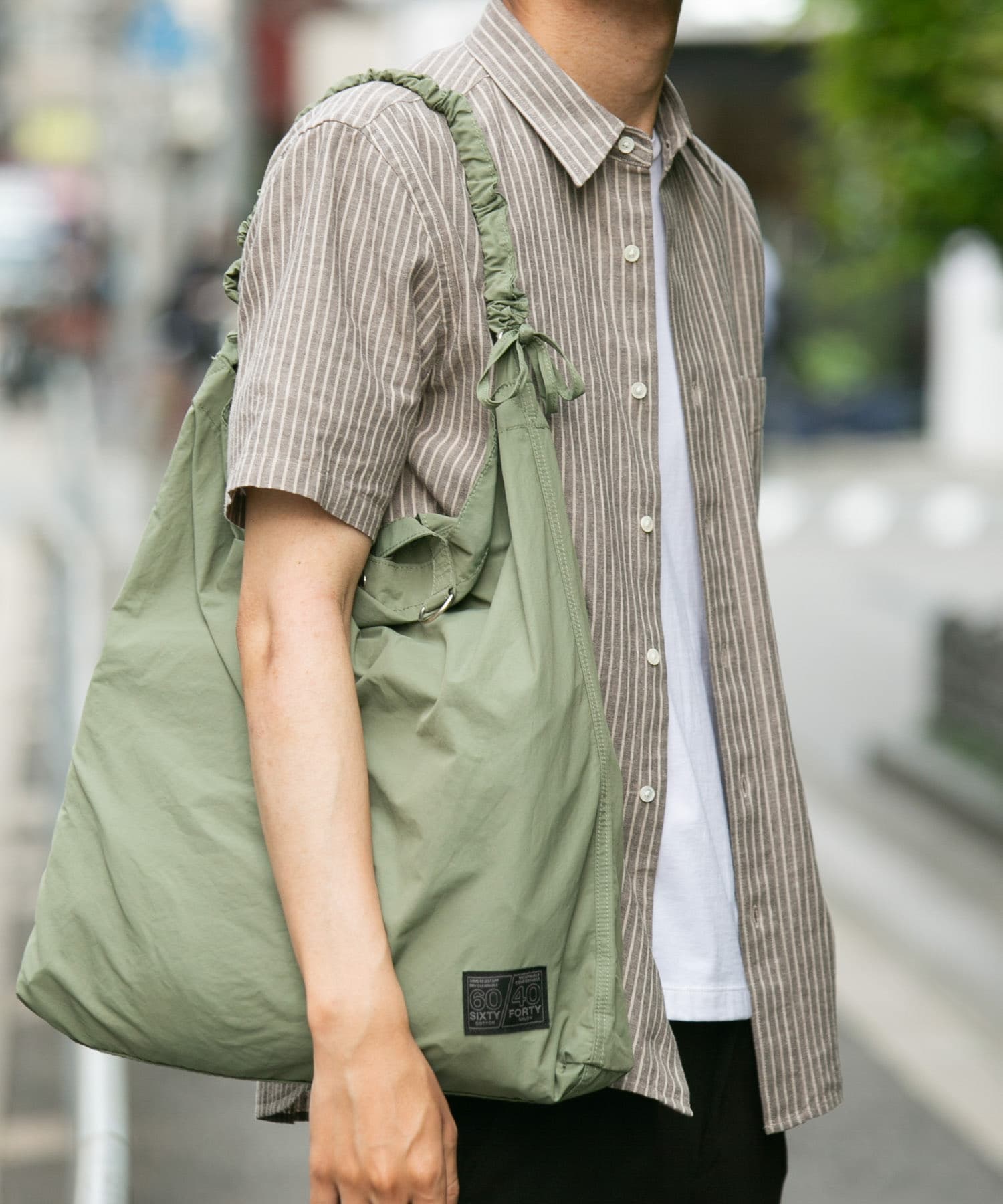 『ユニセックス』ロクヨンギャザーショルダートートバッグ KHAKI one