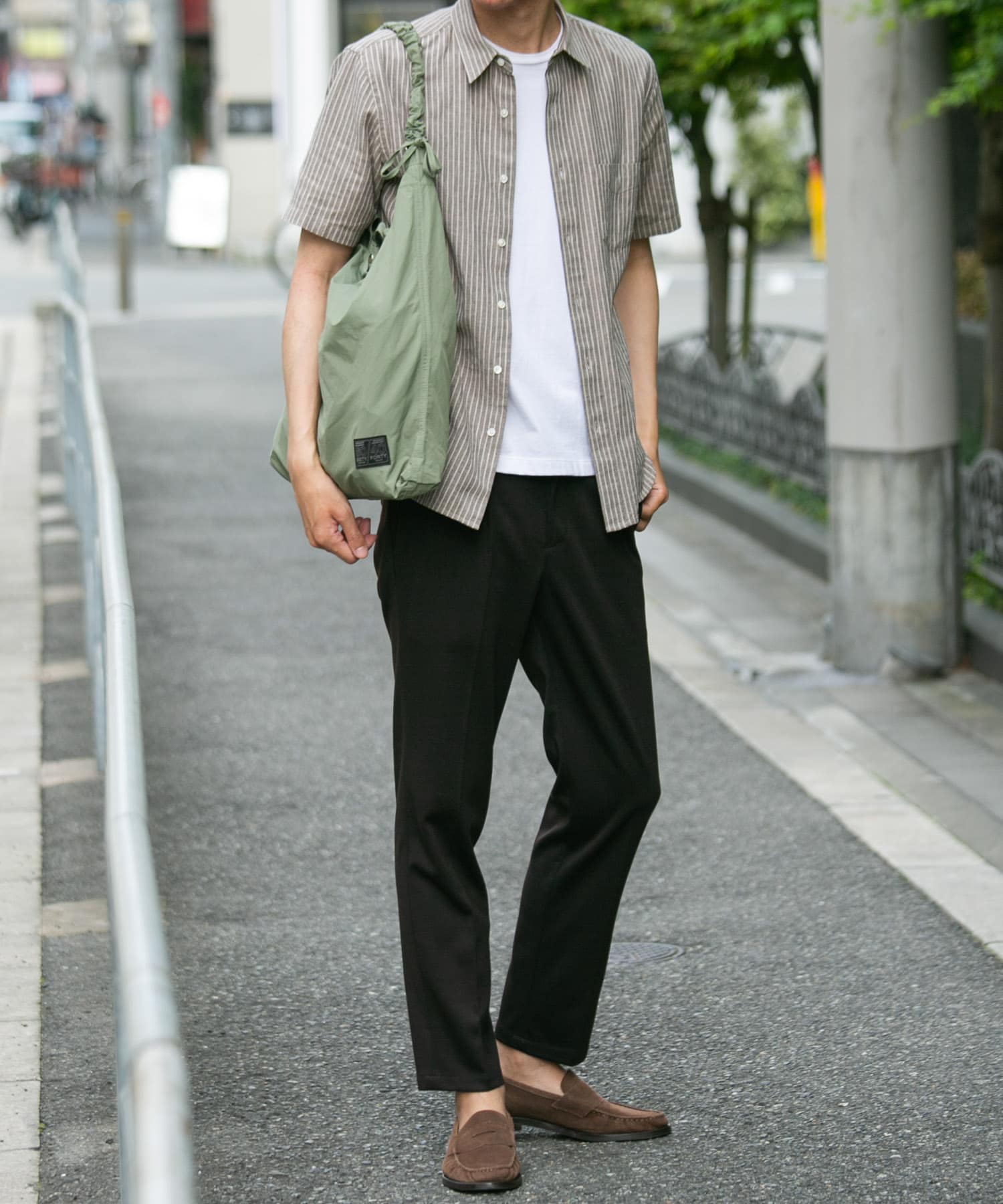 『ユニセックス』ロクヨンギャザーショルダートートバッグ KHAKI one