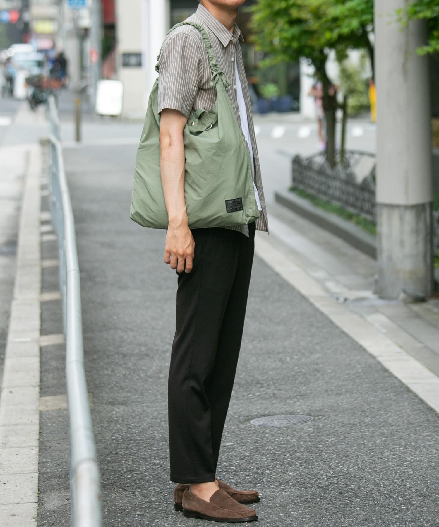 『ユニセックス』ロクヨンギャザーショルダートートバッグ KHAKI one