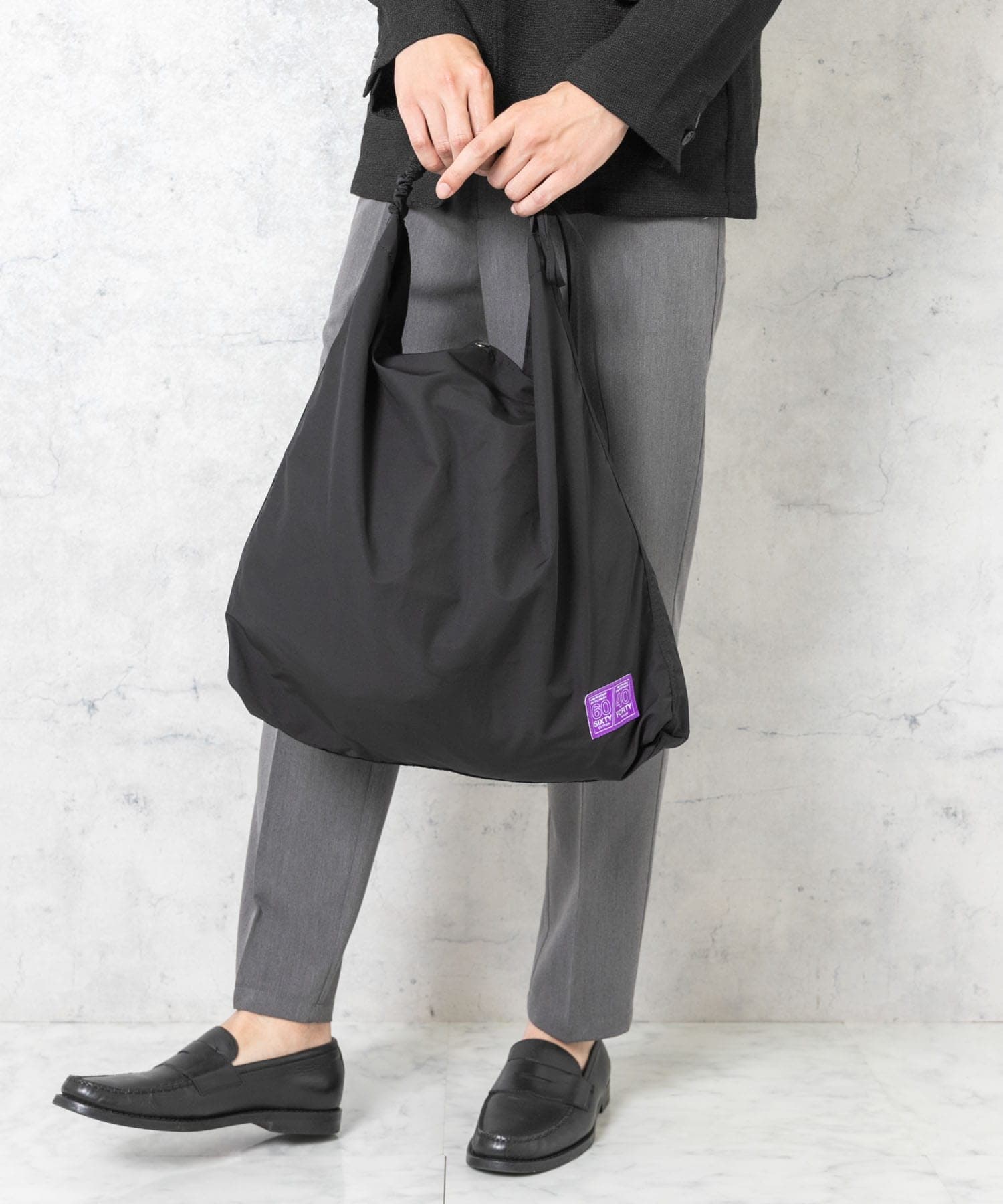 『ユニセックス』ロクヨンギャザーショルダートートバッグ BLACK one