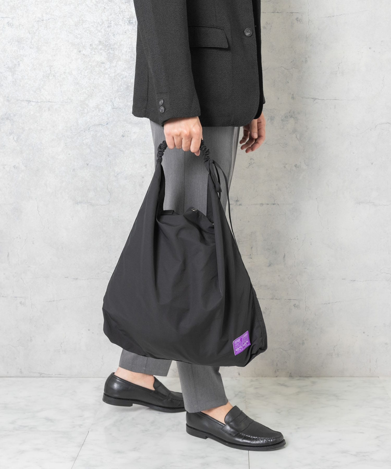 『ユニセックス』ロクヨンギャザーショルダートートバッグ BLACK one