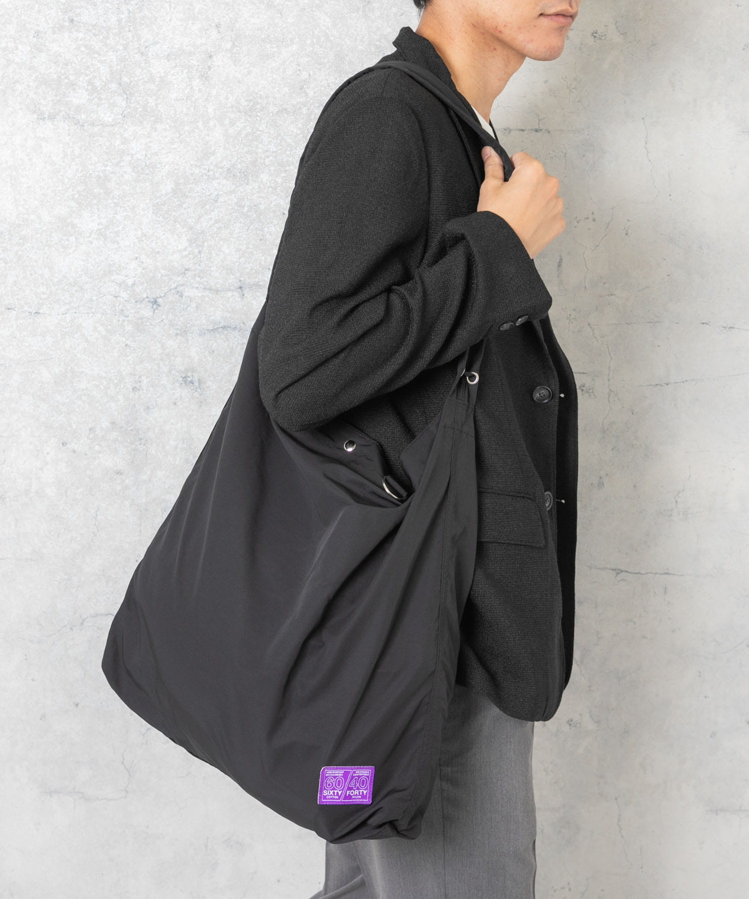 『ユニセックス』ロクヨンギャザーショルダートートバッグ BLACK one