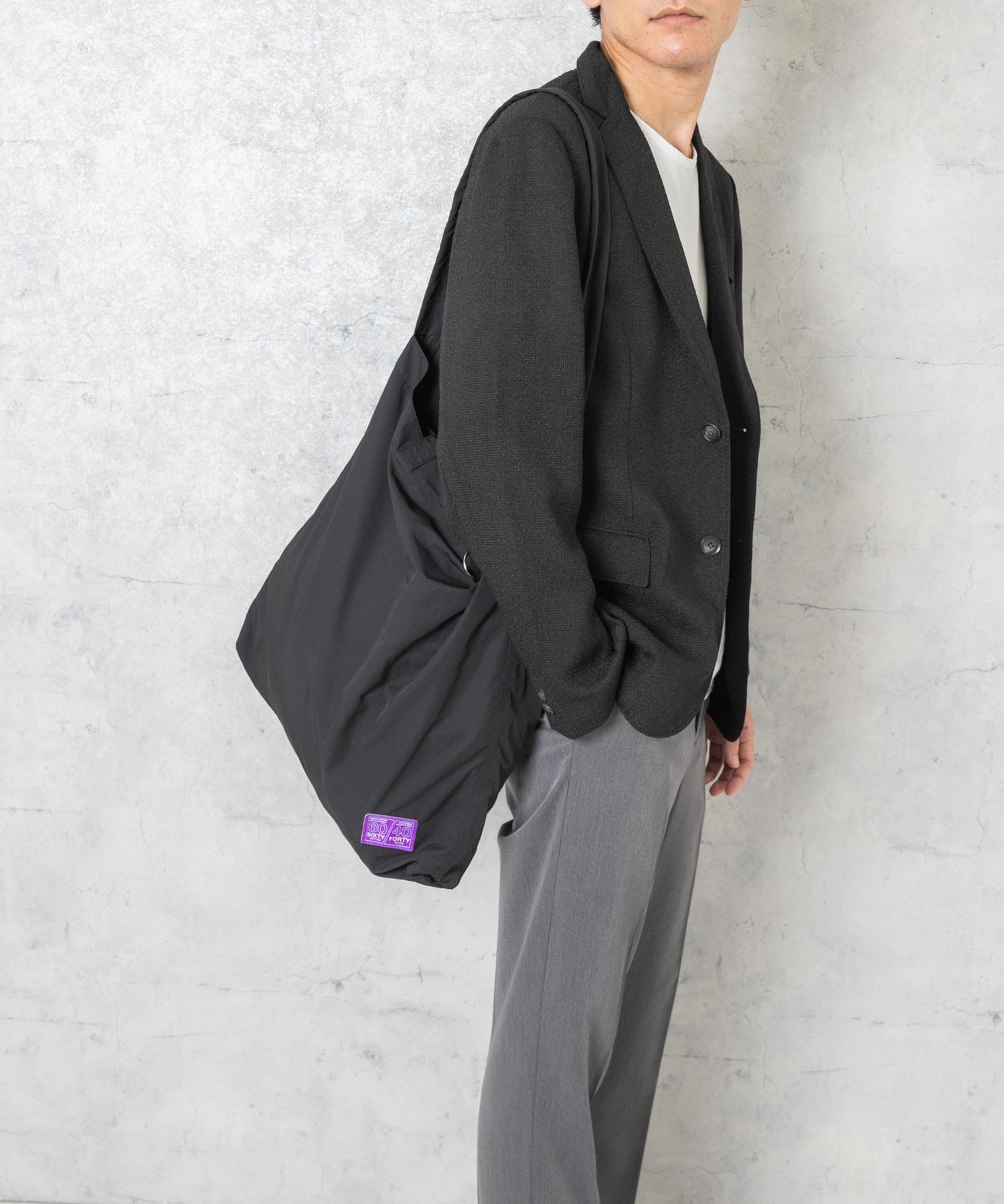 『ユニセックス』ロクヨンギャザーショルダートートバッグ BLACK one