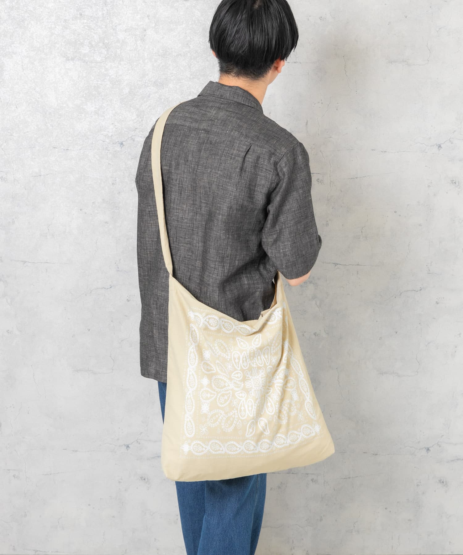 リップストップダブルショルダー柄トート BEIGE one