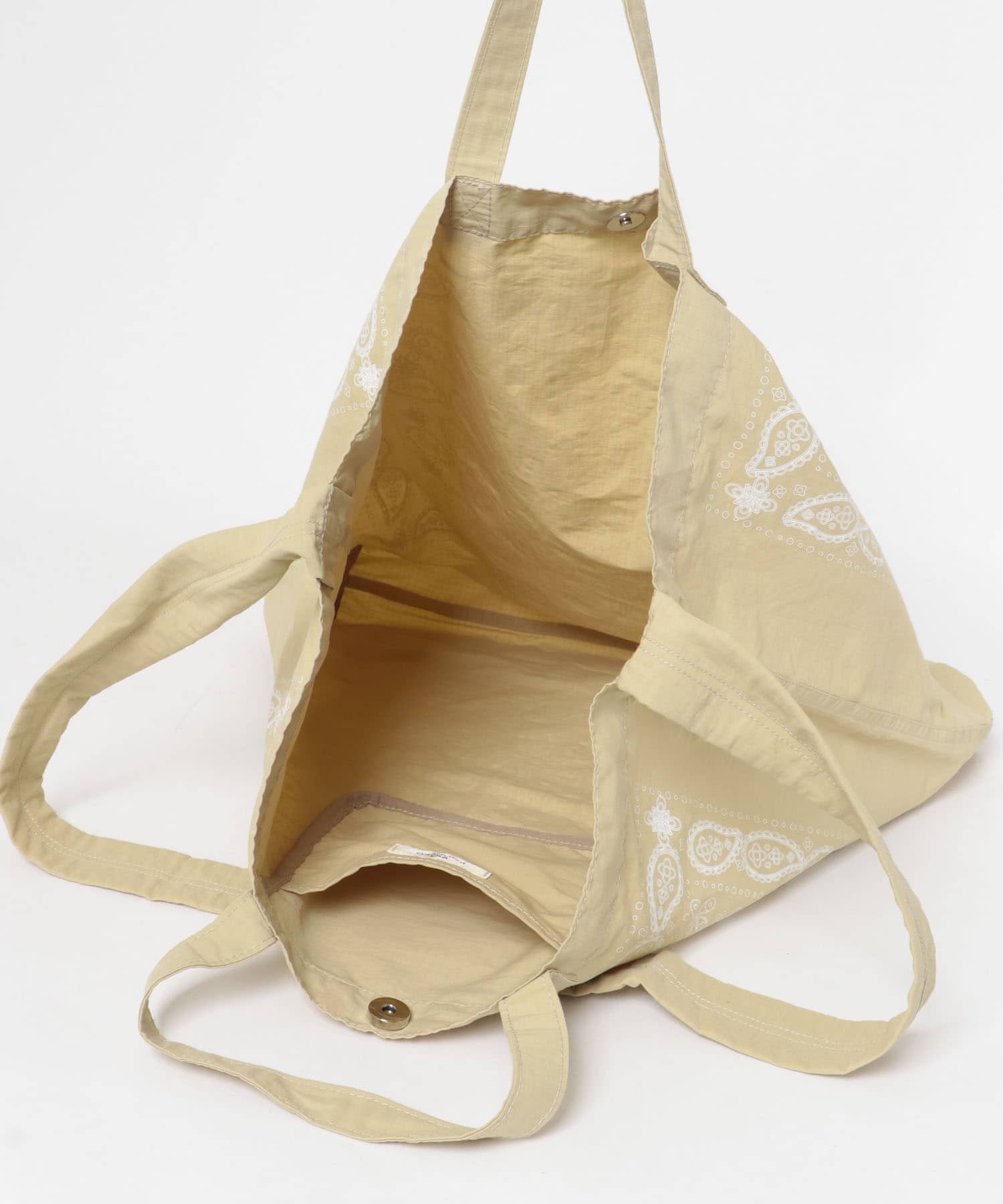リップストップダブルショルダー柄トート BEIGE one