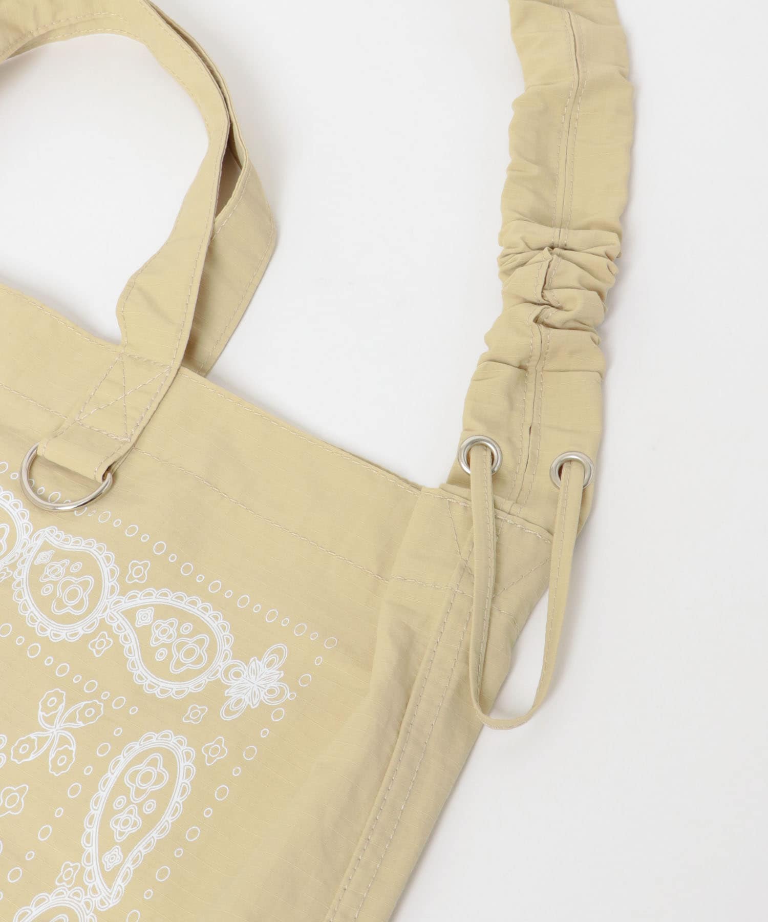 リップストップダブルショルダー柄トート BEIGE one