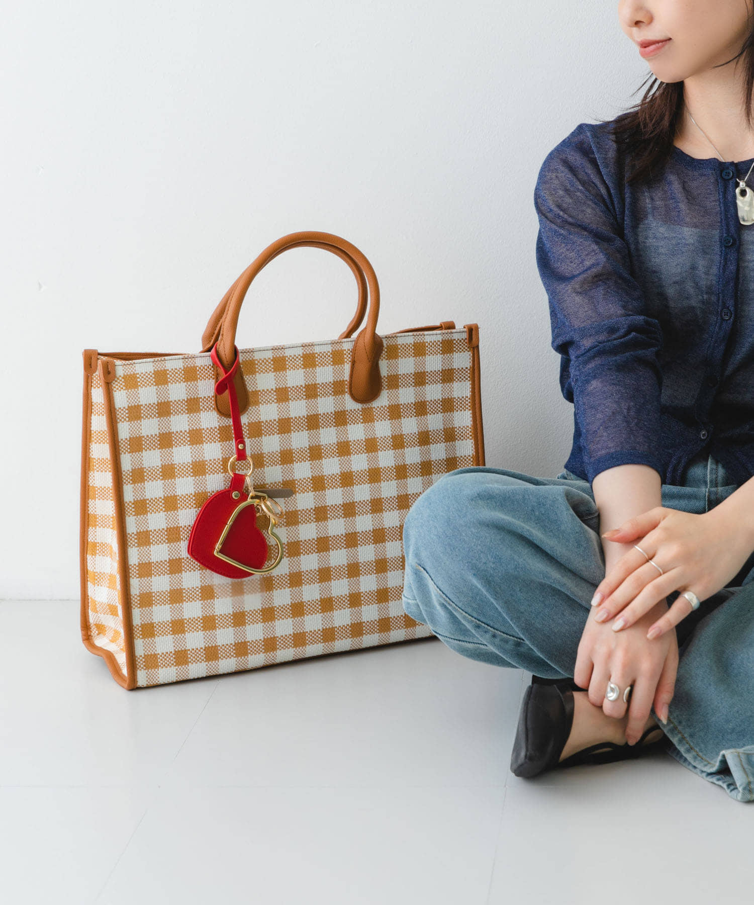 テープショルダービッグトートバッグ BEIGE one