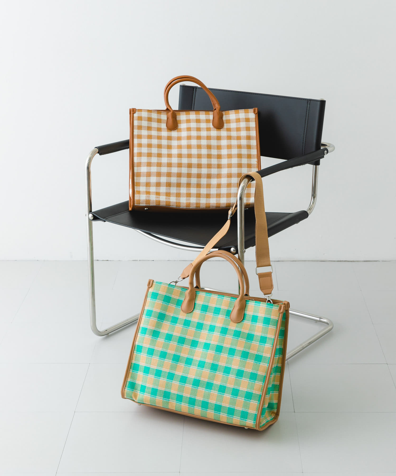 テープショルダービッグトートバッグ GREEN one