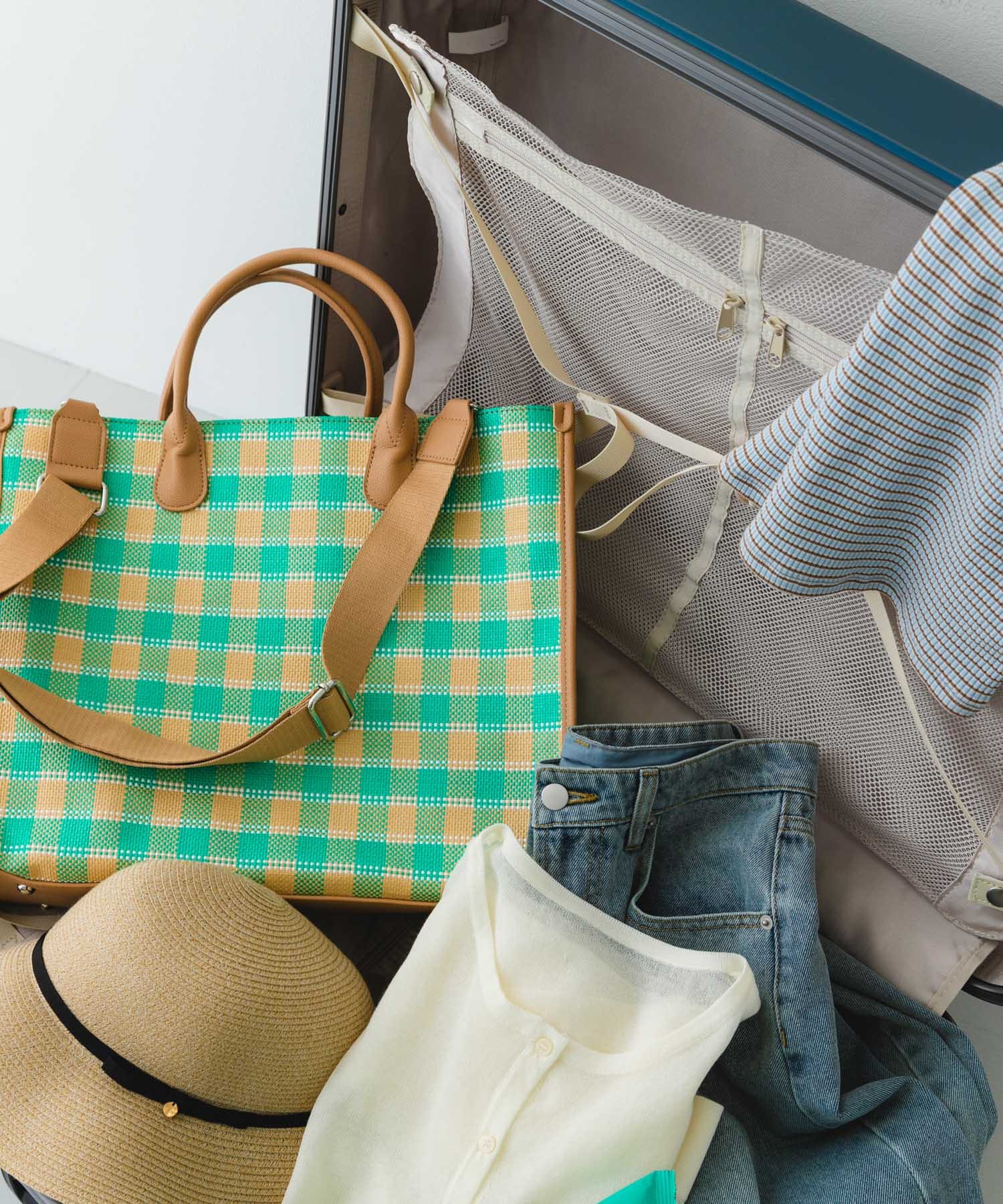 テープショルダービッグトートバッグ GREEN one