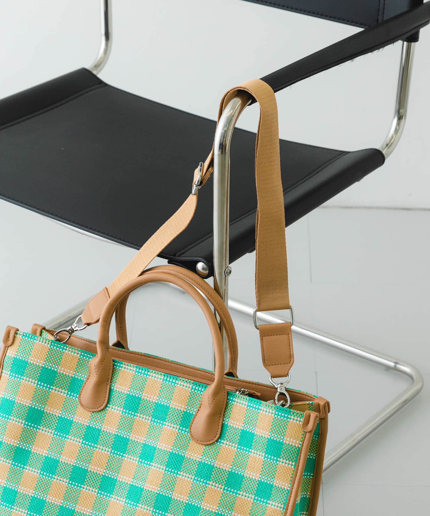 テープショルダービッグトートバッグ GREEN one