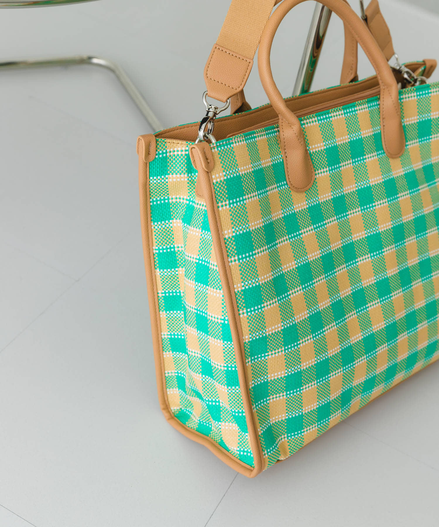 テープショルダービッグトートバッグ GREEN one