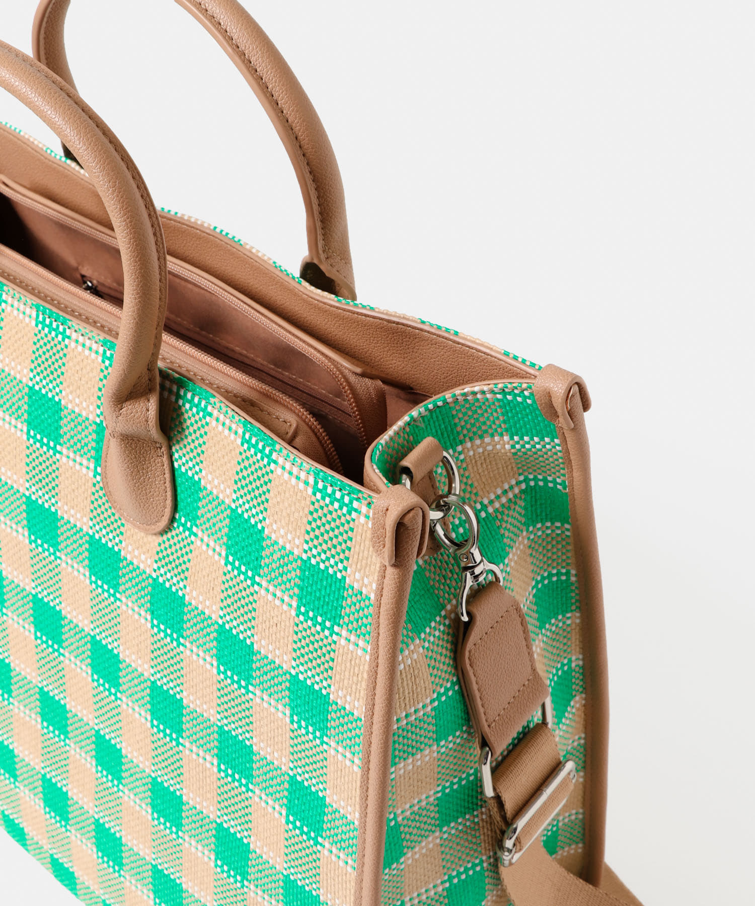 テープショルダービッグトートバッグ GREEN one