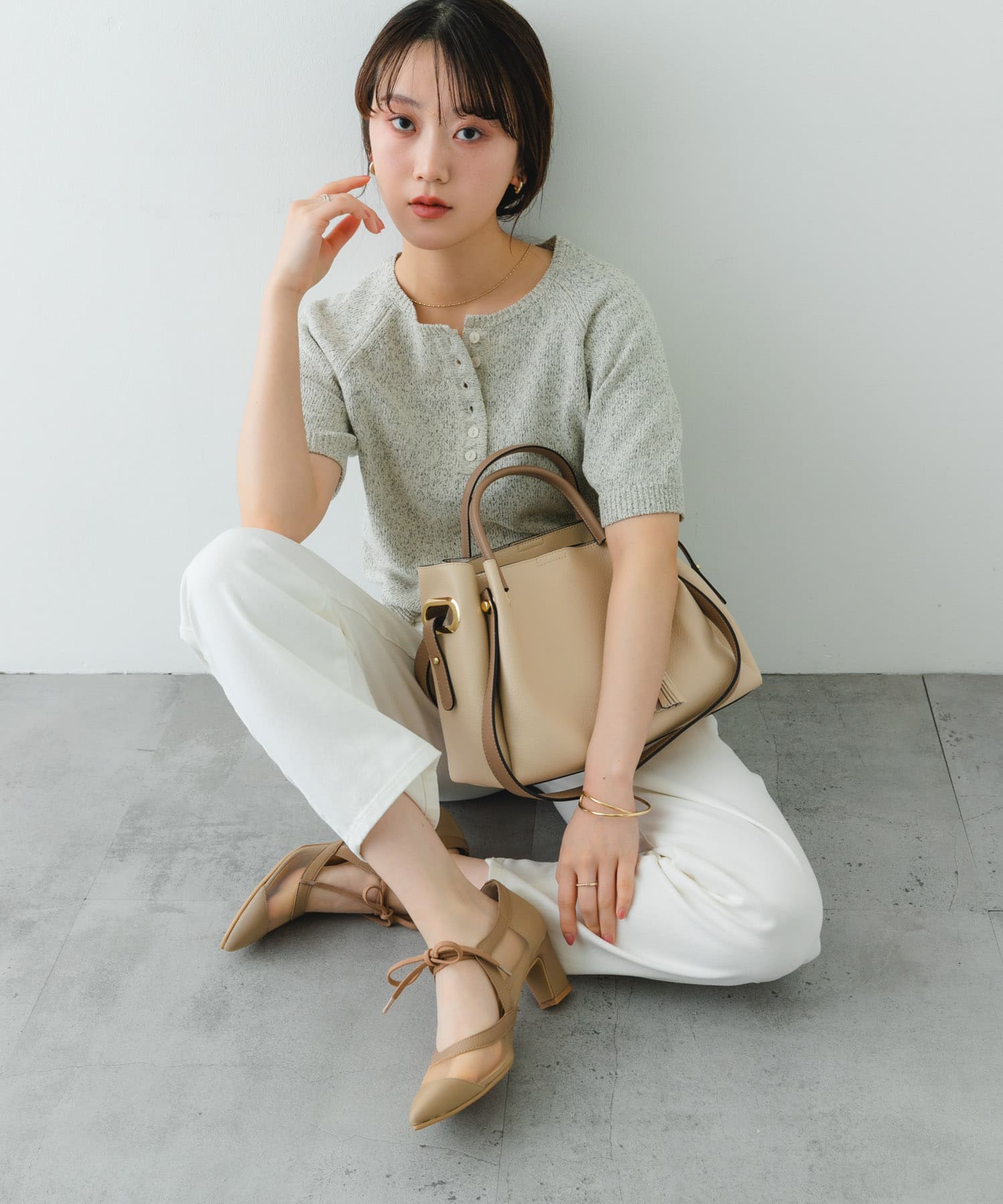 ワイド4WAYトートバッグ ECRU one