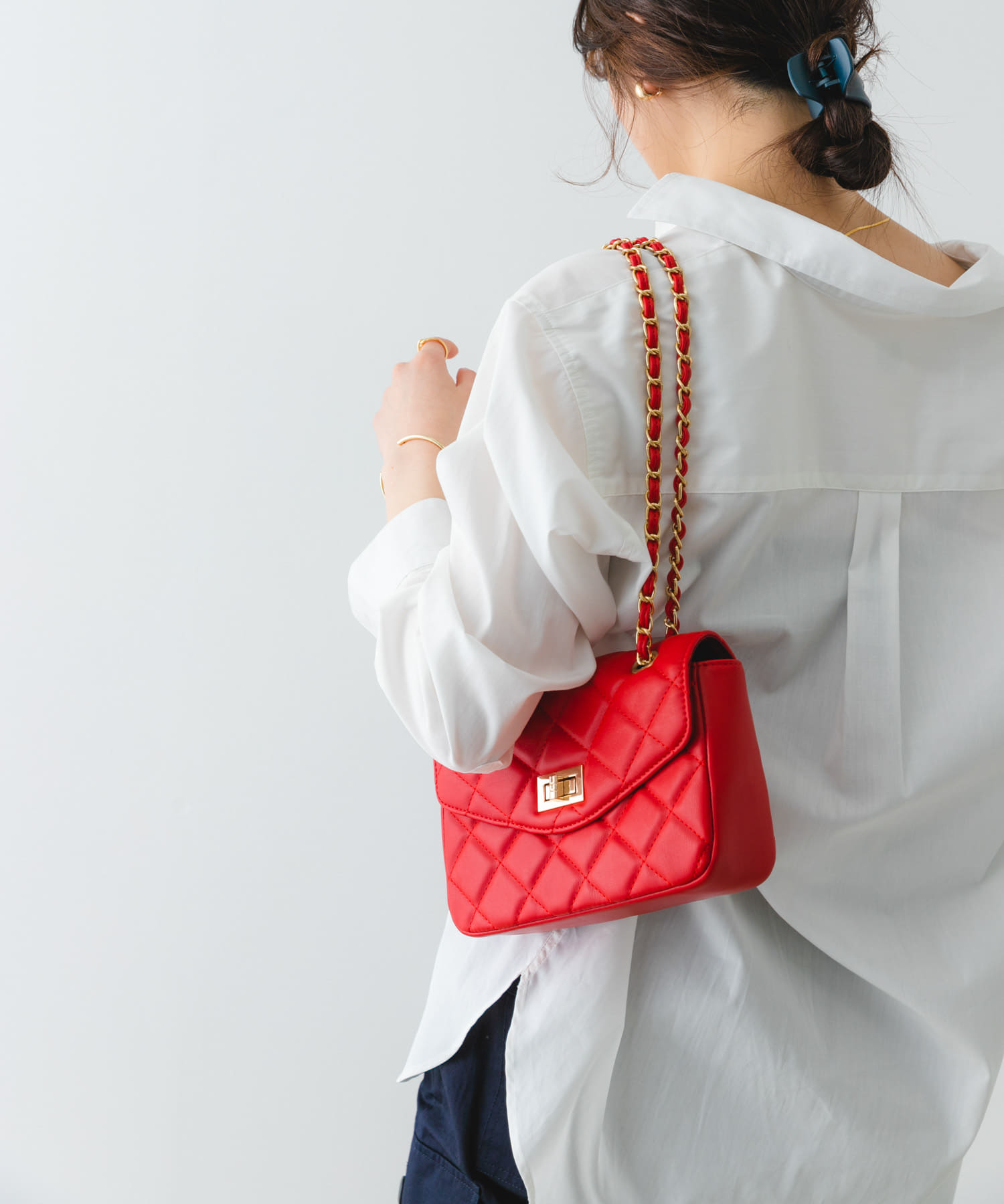 キルティングチェーンショルダーバッグ RED one