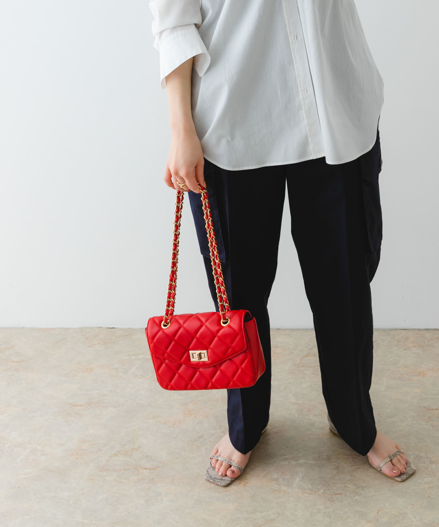 キルティングチェーンショルダーバッグ RED one