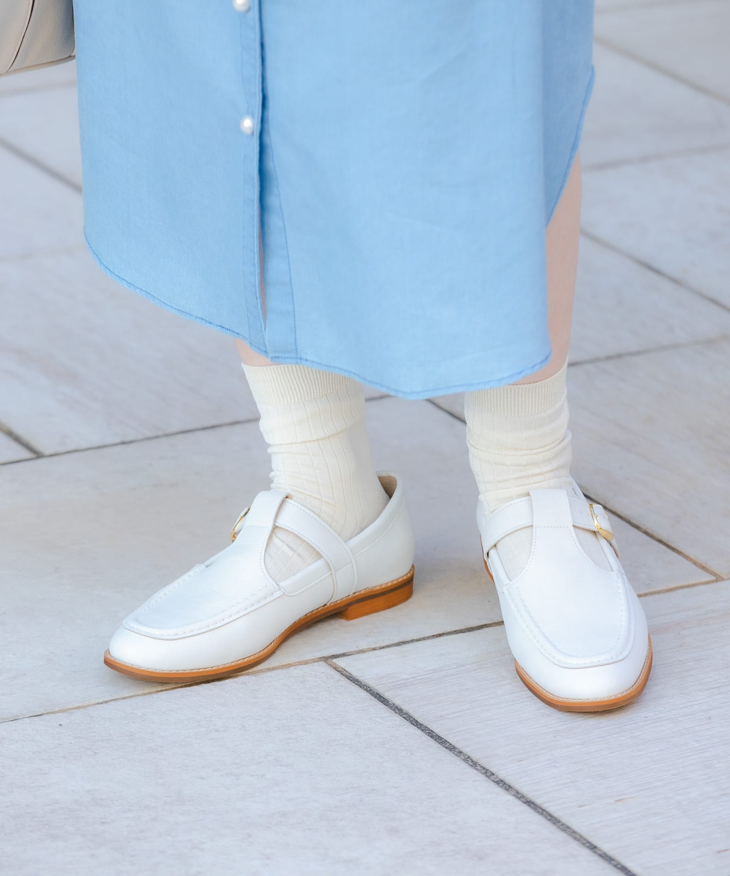 『MADE IN JAPAN』Tストラッププレーンシューズ WHITE 36