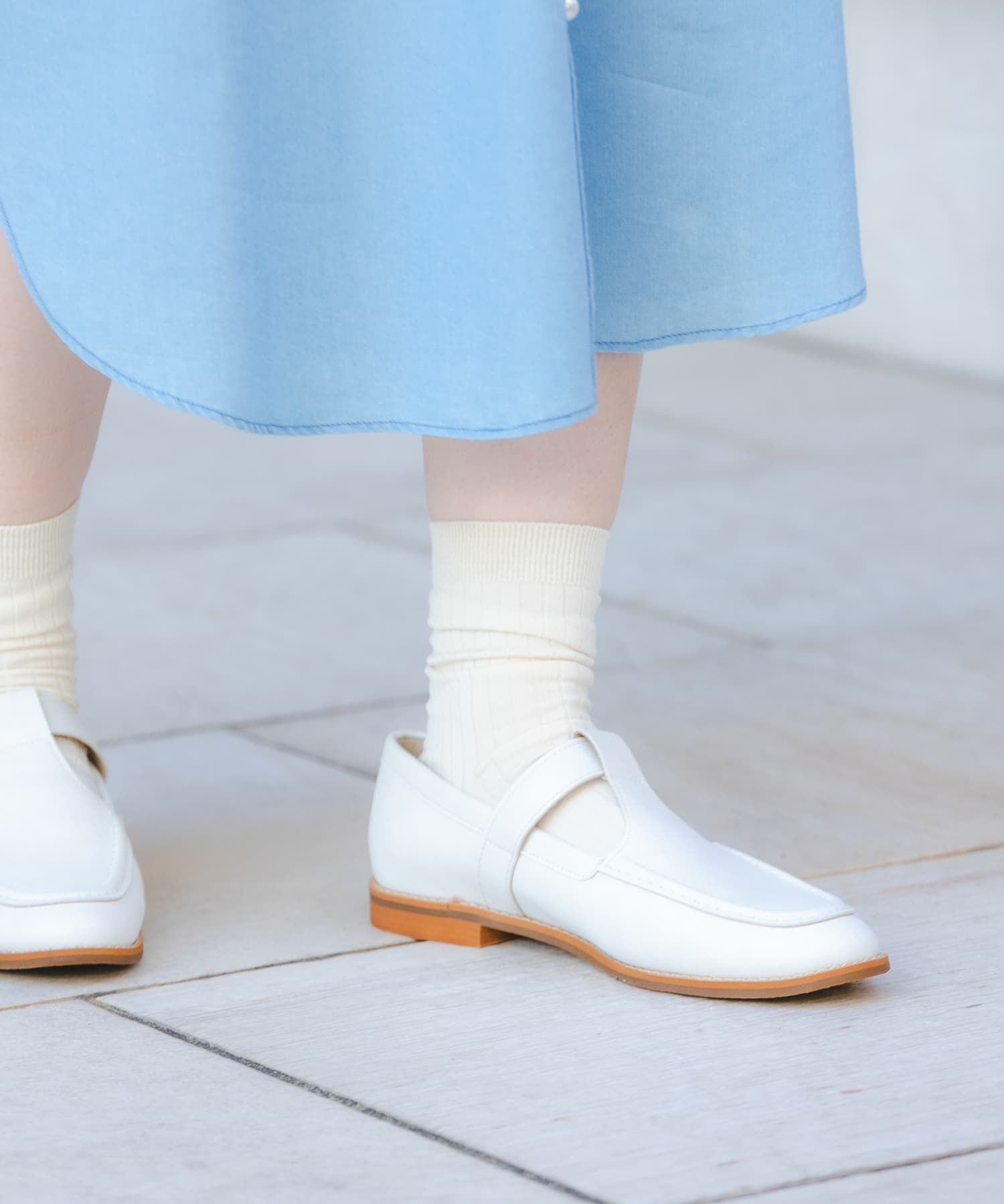 『MADE IN JAPAN』Tストラッププレーンシューズ WHITE 36