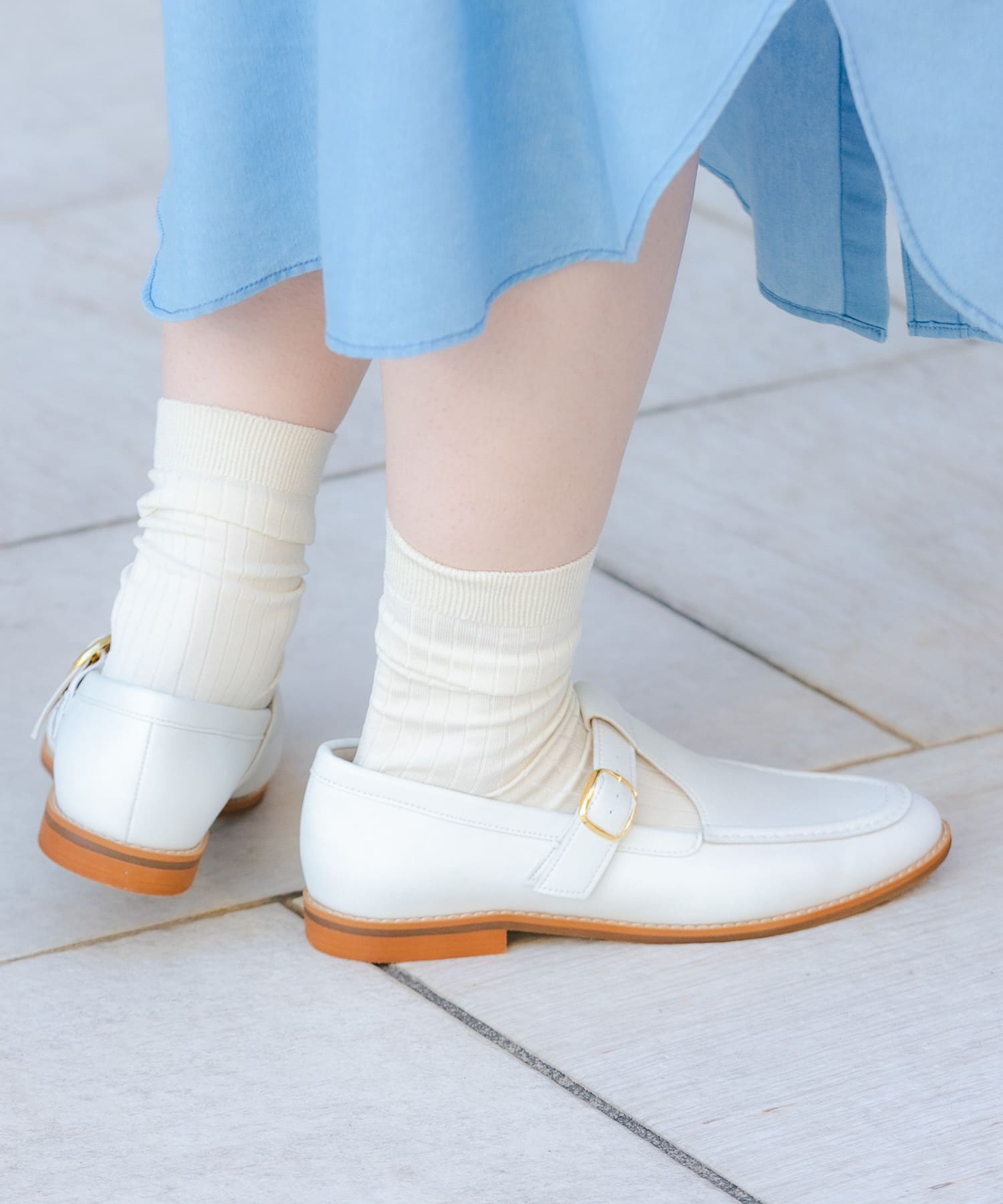 『MADE IN JAPAN』Tストラッププレーンシューズ WHITE 36