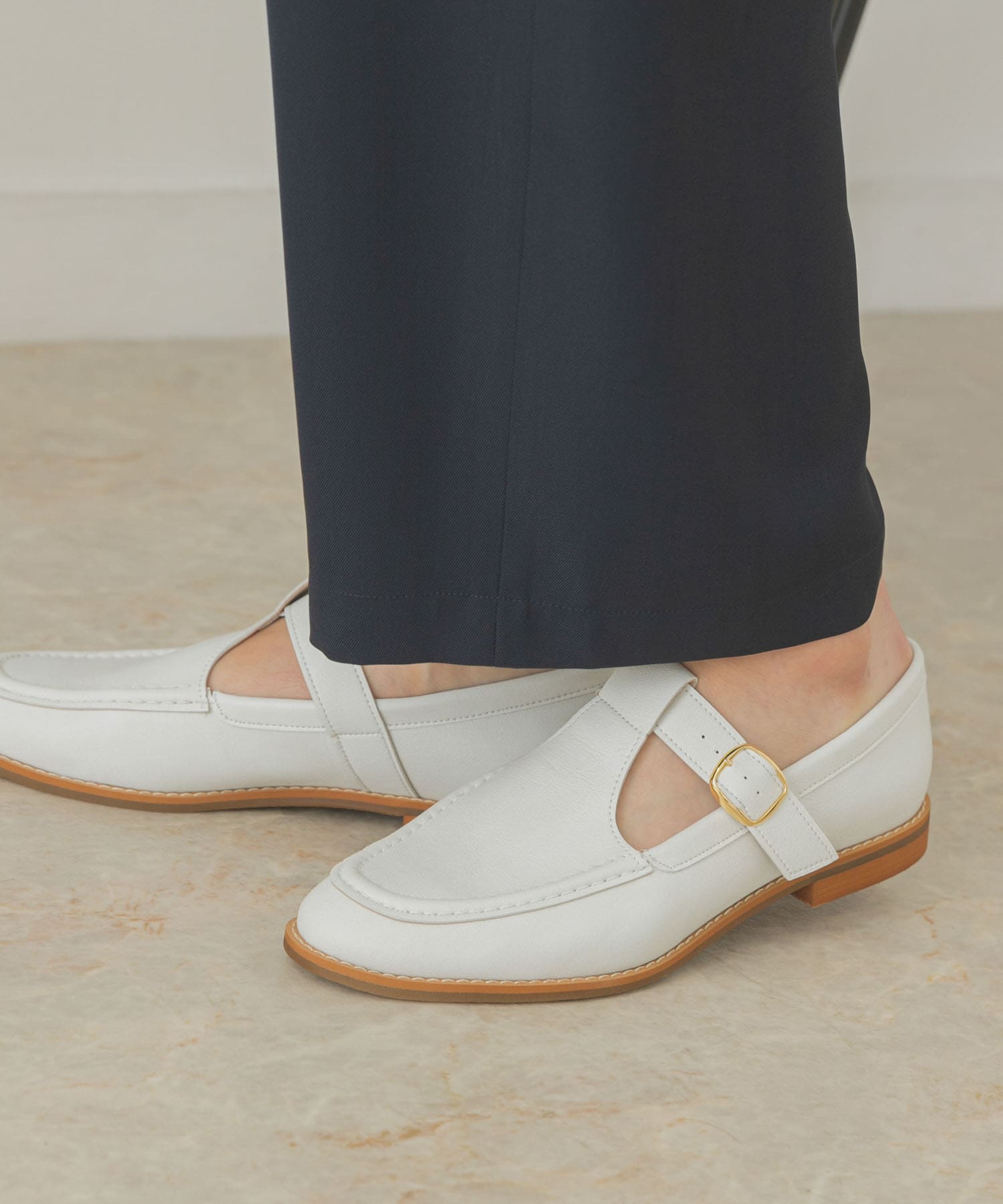 『MADE IN JAPAN』Tストラッププレーンシューズ WHITE 36