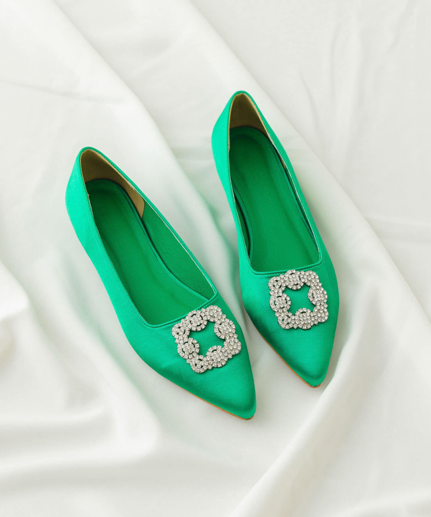 2センチビジュー付パンプス GREEN 36