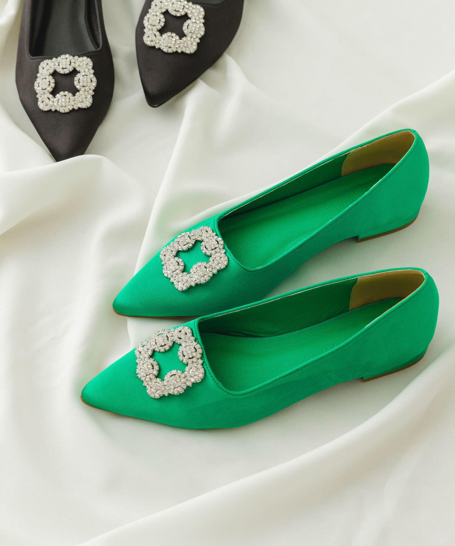 2センチビジュー付パンプス GREEN 36