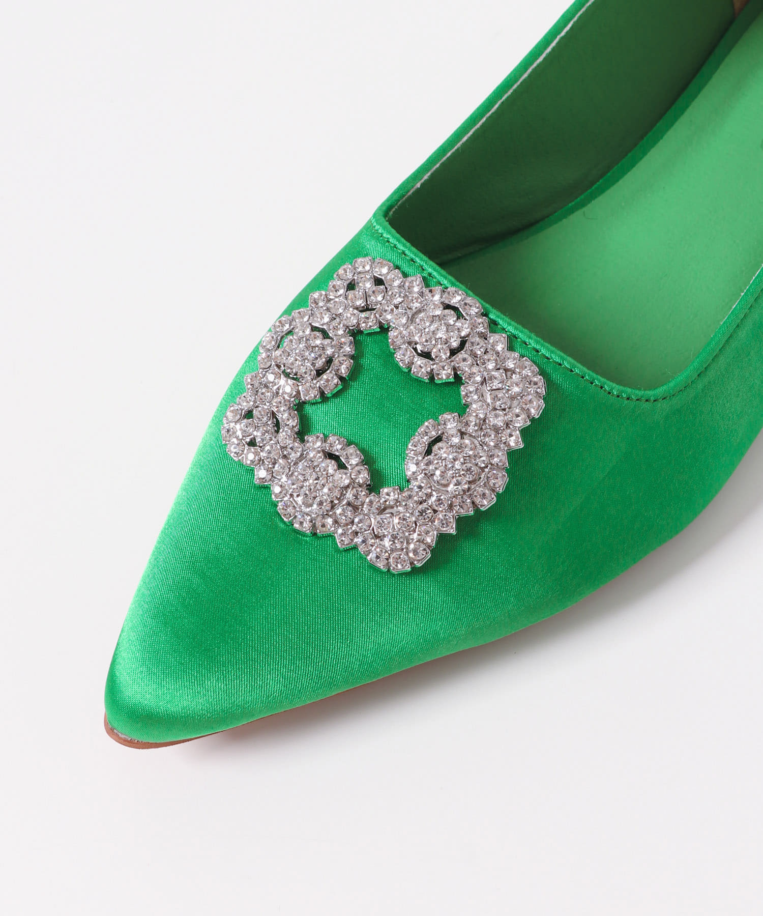 2センチビジュー付パンプス GREEN 36