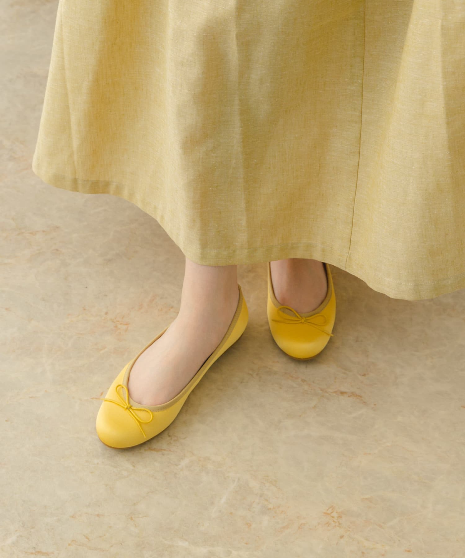 『MADE IN JAPAN』サテンプレーンバレエシューズ YELLOW 36