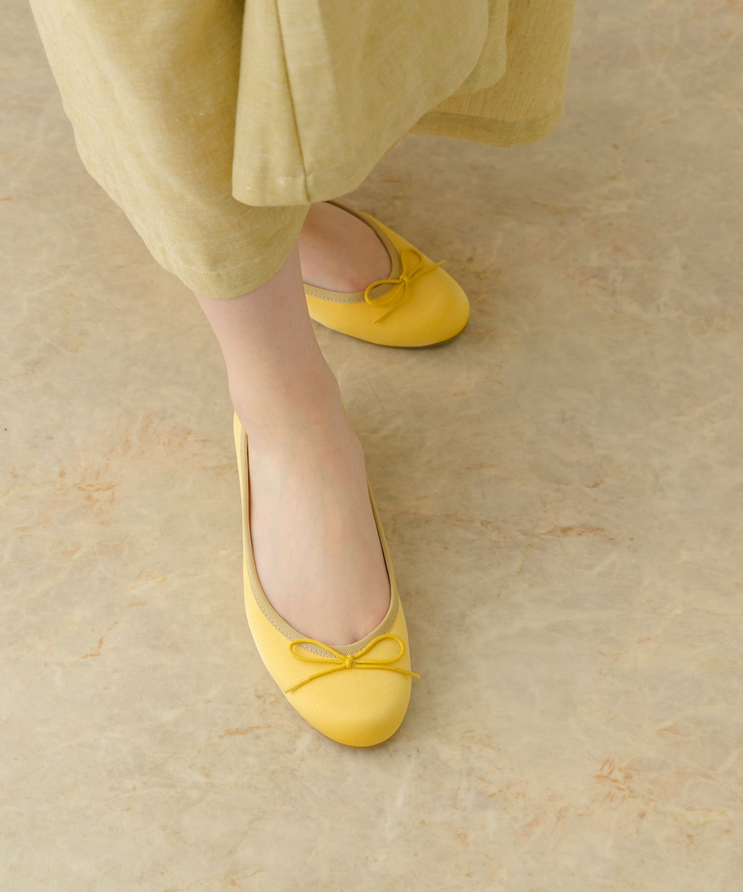 『MADE IN JAPAN』サテンプレーンバレエシューズ YELLOW 36