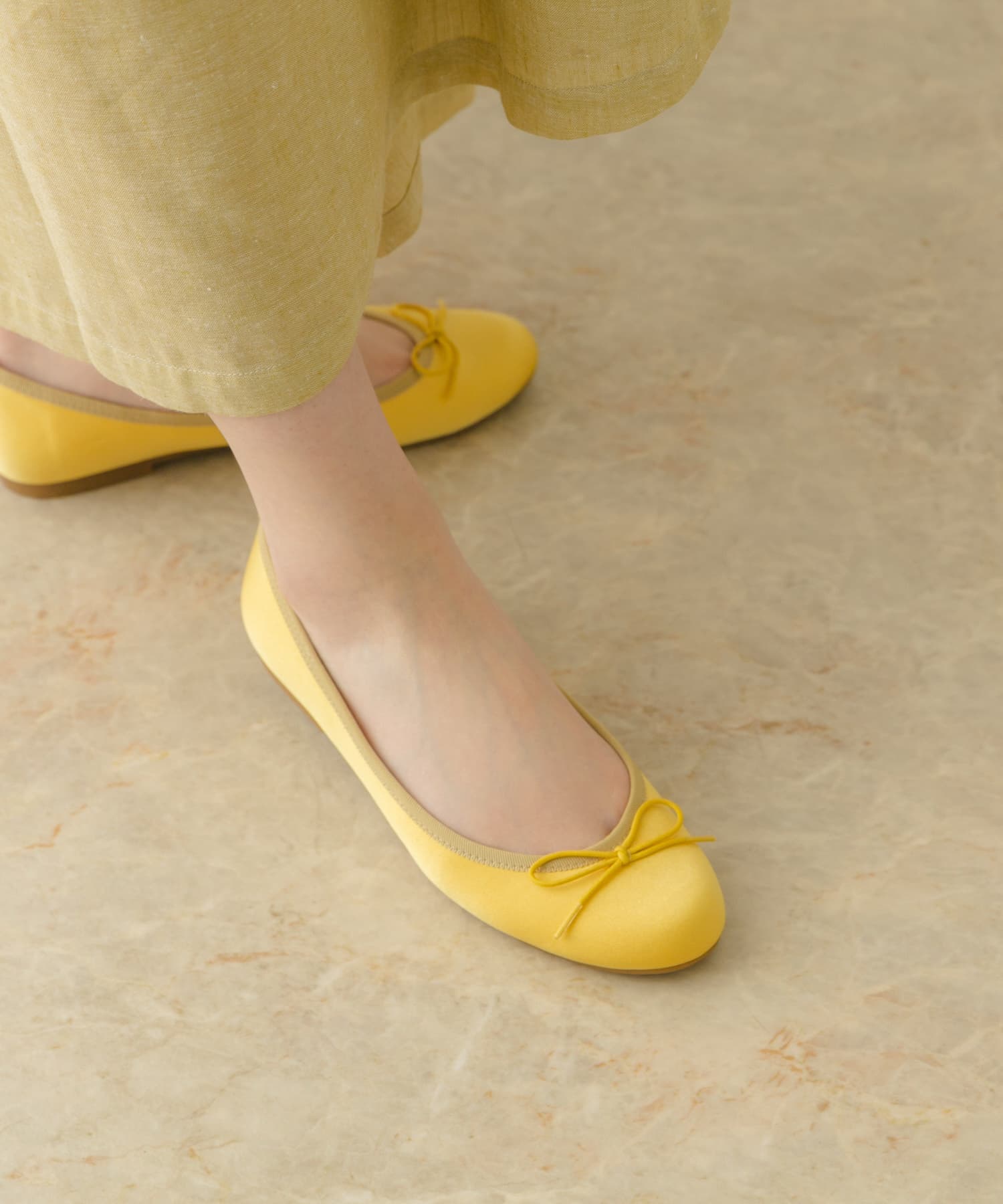 『MADE IN JAPAN』サテンプレーンバレエシューズ YELLOW 36