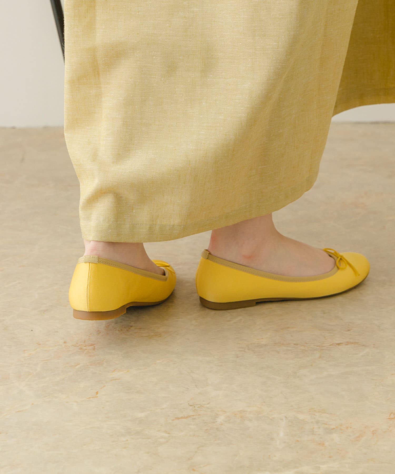 『MADE IN JAPAN』サテンプレーンバレエシューズ YELLOW 36