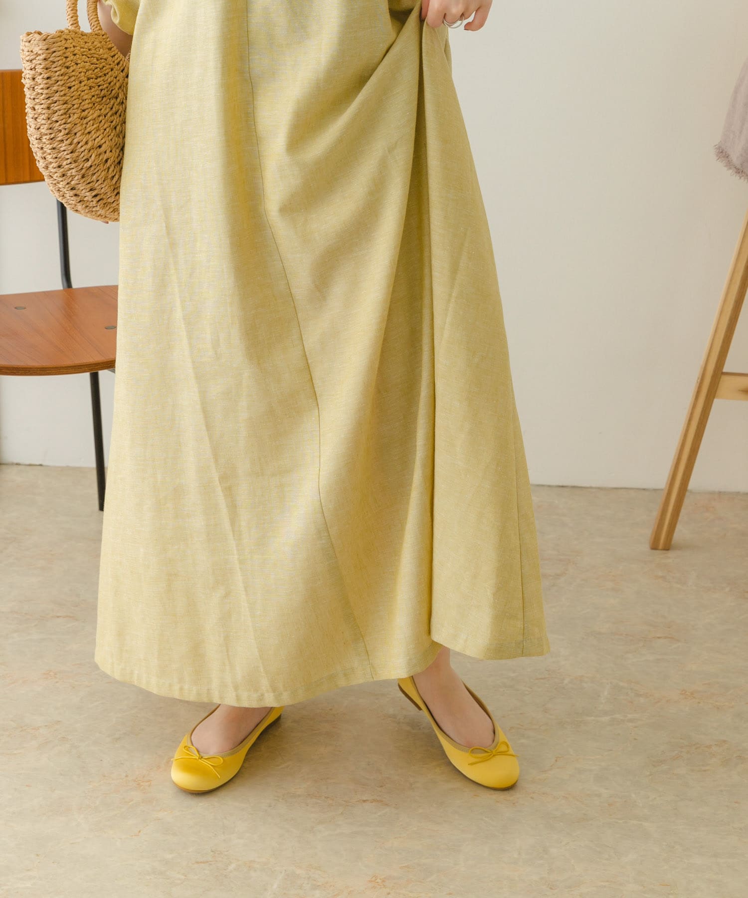 『MADE IN JAPAN』サテンプレーンバレエシューズ YELLOW 36