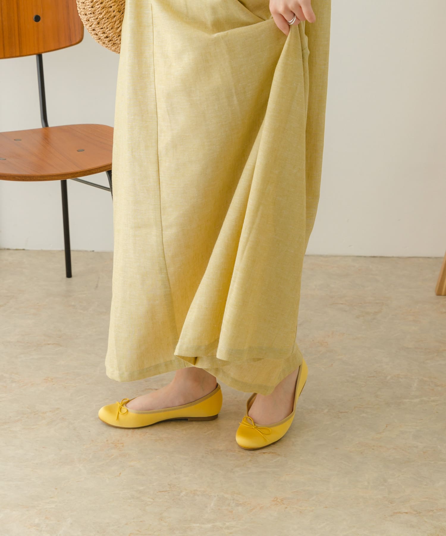 『MADE IN JAPAN』サテンプレーンバレエシューズ YELLOW 36
