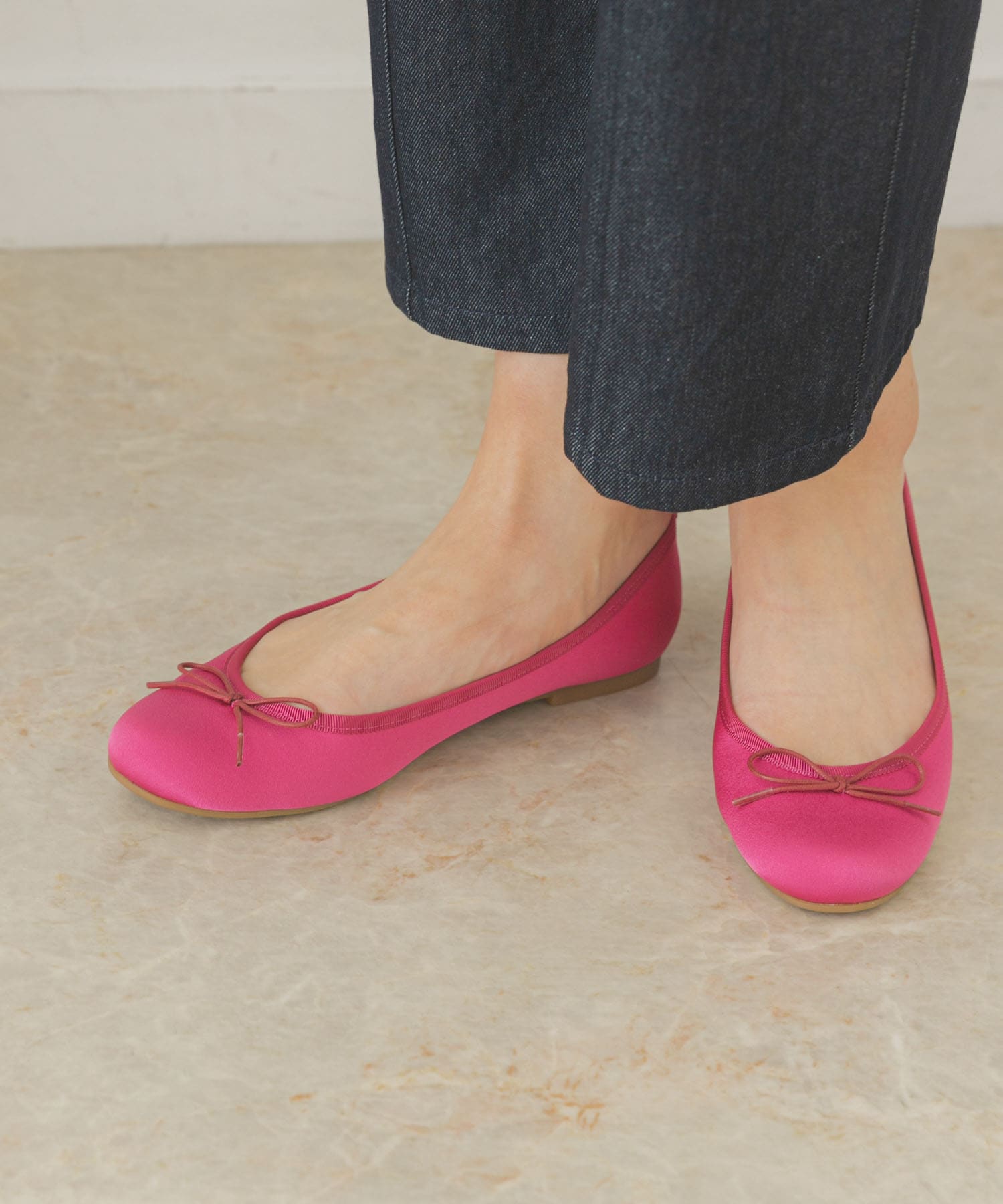 『MADE IN JAPAN』サテンプレーンバレエシューズ PINK 36