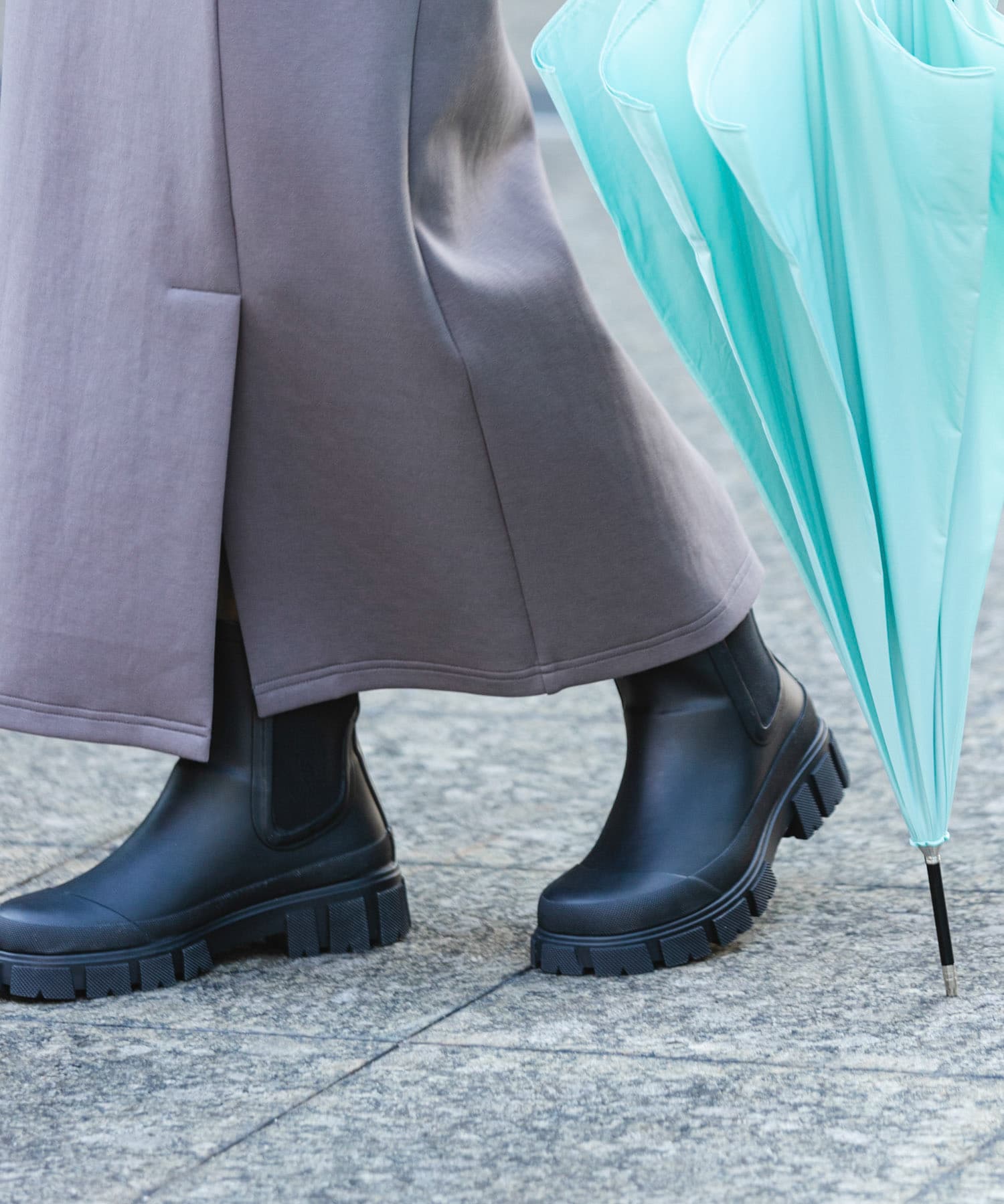 厚底サイドゴアラバーブーツ BLACK 36