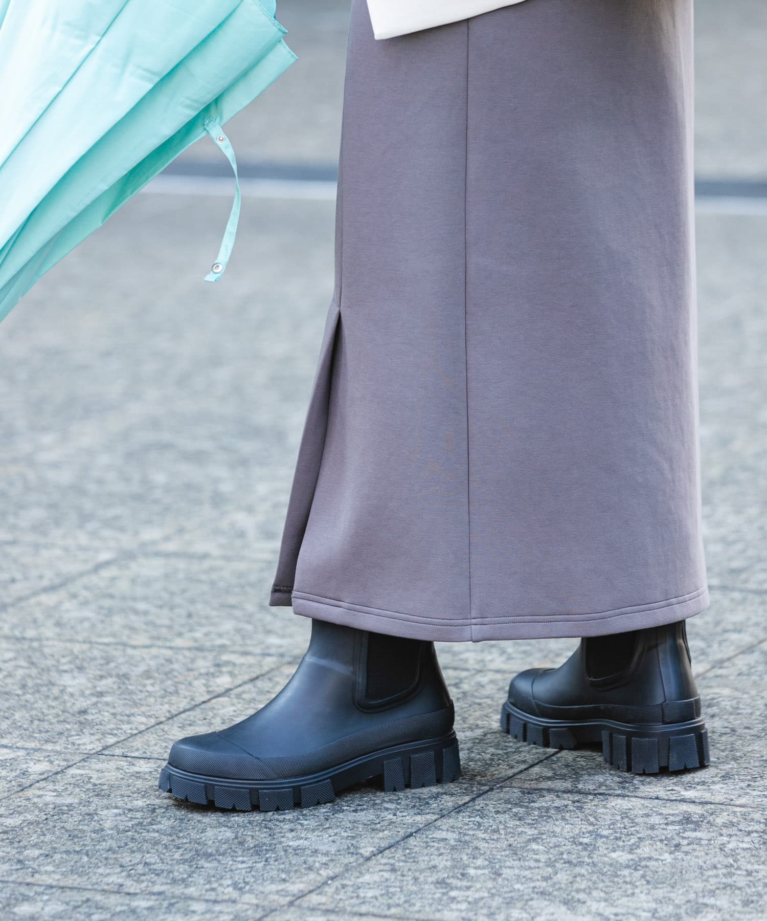 厚底サイドゴアラバーブーツ BLACK 36